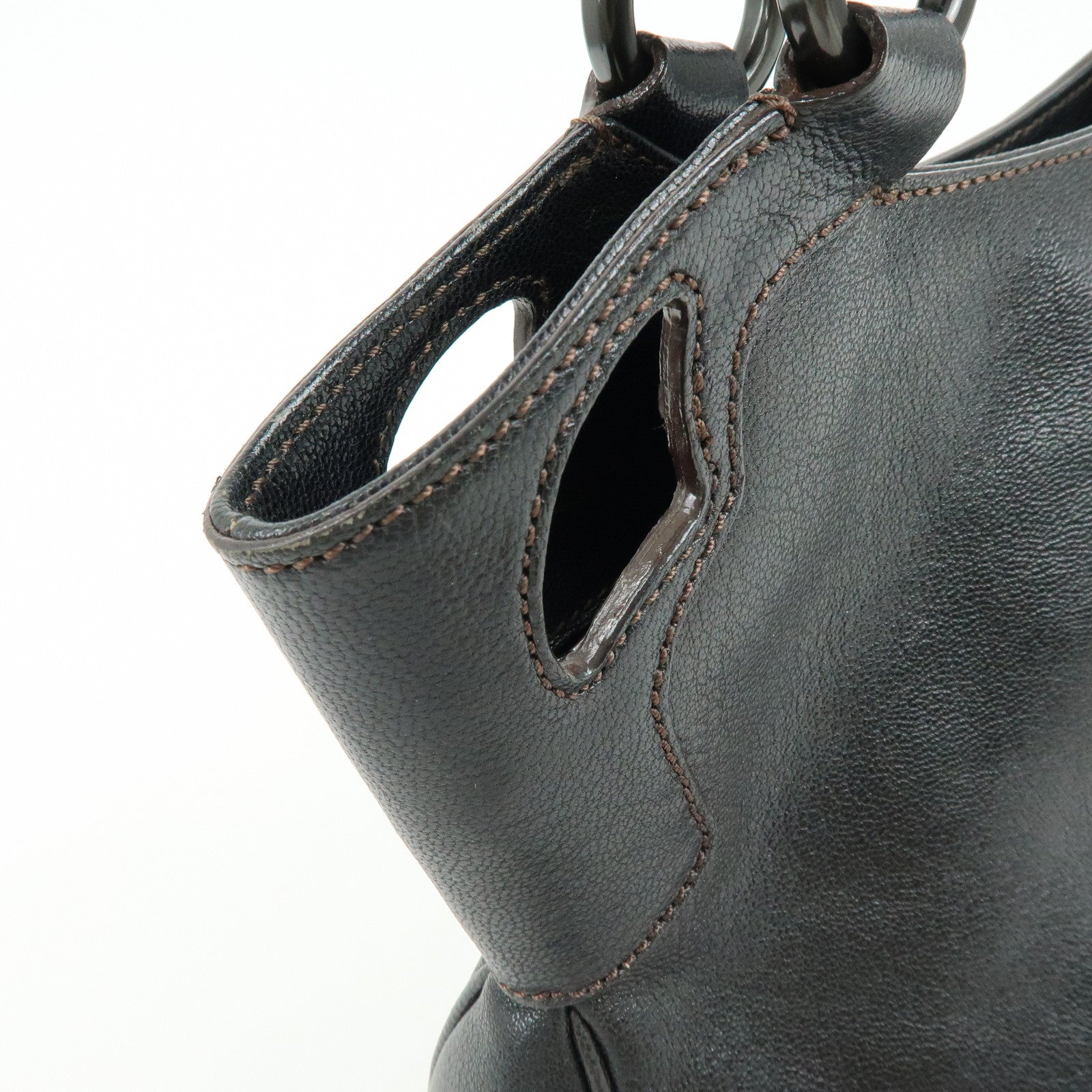 Cartier Marcello de Cartier Leather Hand Bag Tote Bag Black