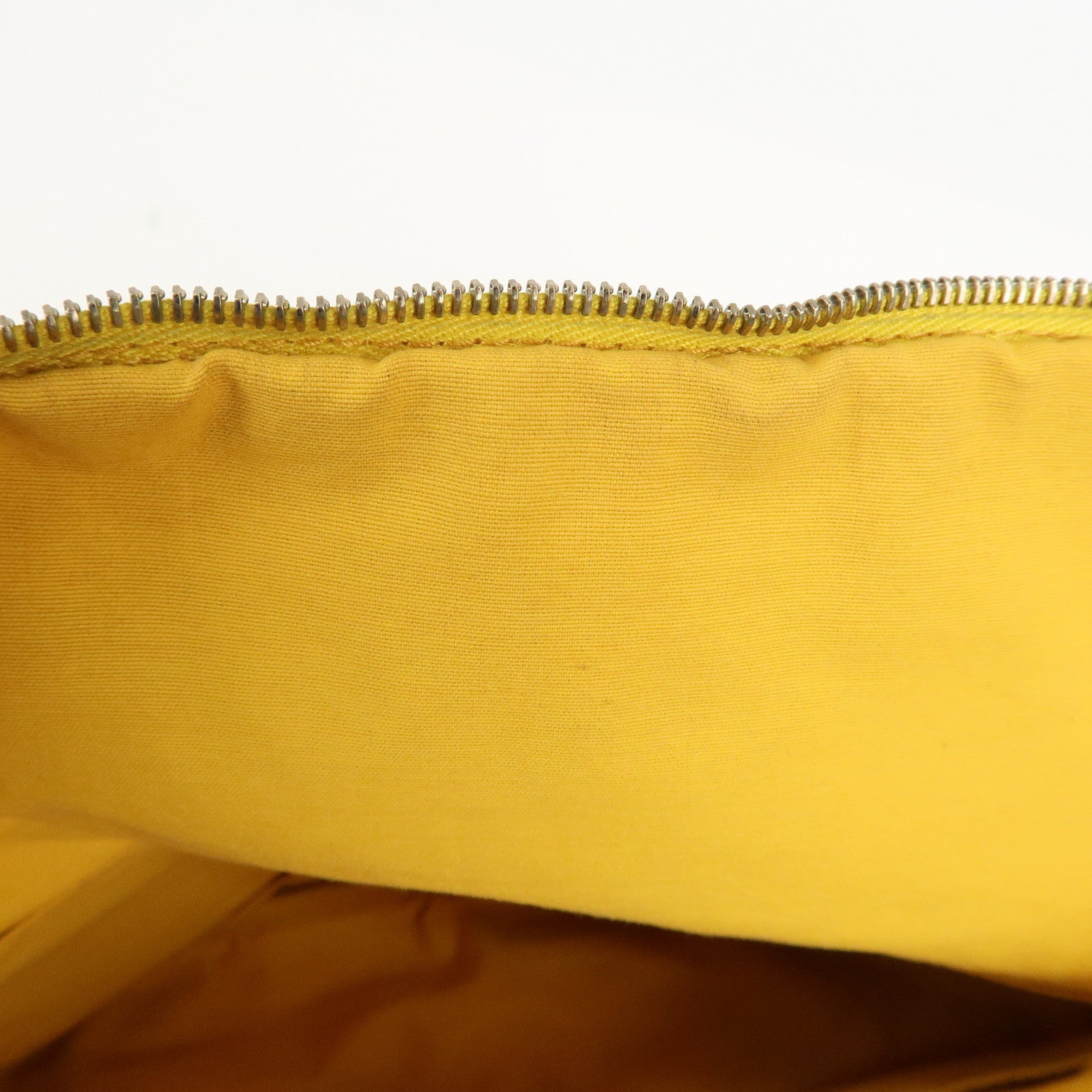 HERMES Bolide Pouch GM Canvas Leather Cosmetic Pouch Yellow