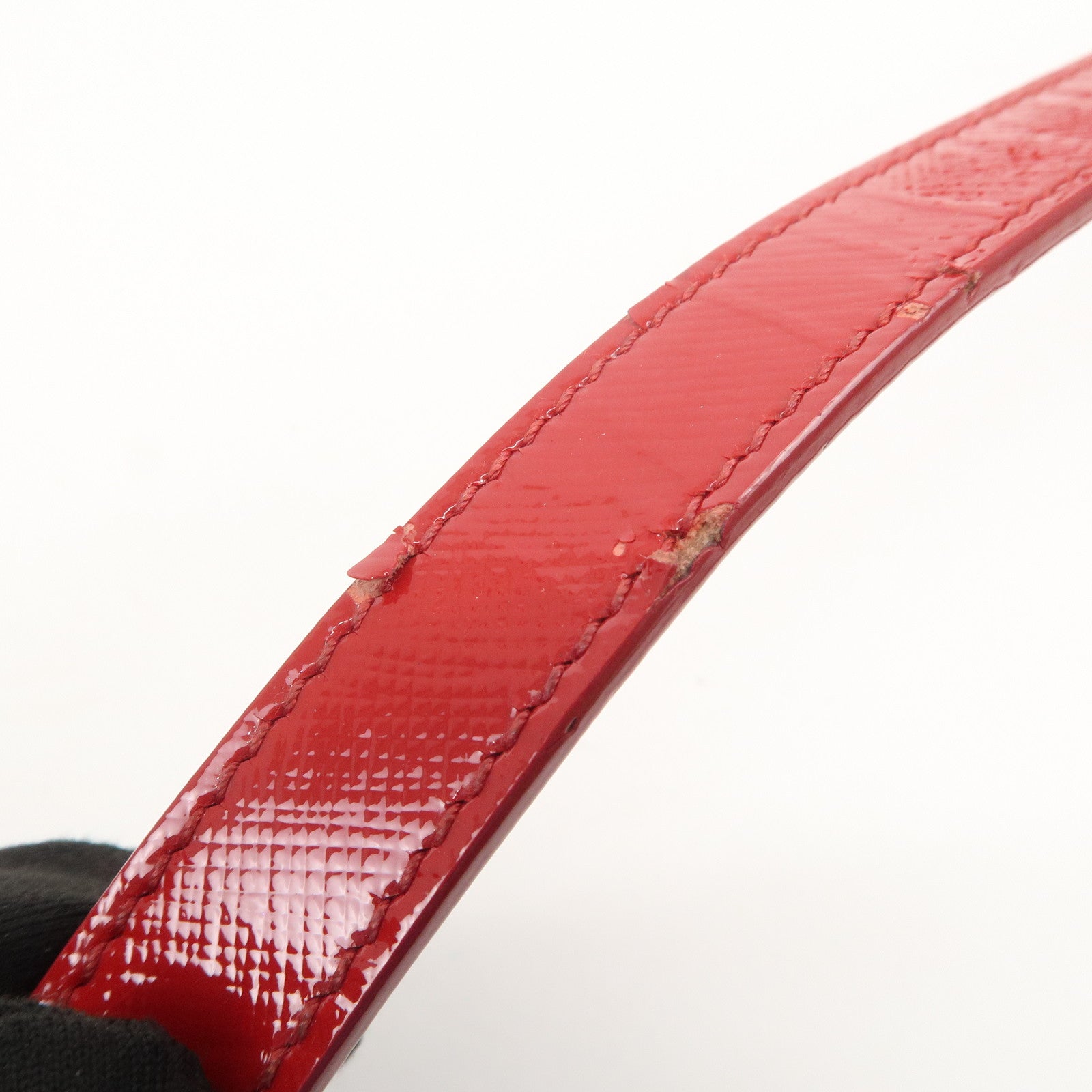 PRADA Triangle Logo Patent Leather 2WAY Bag Hand Bag Red BN2567