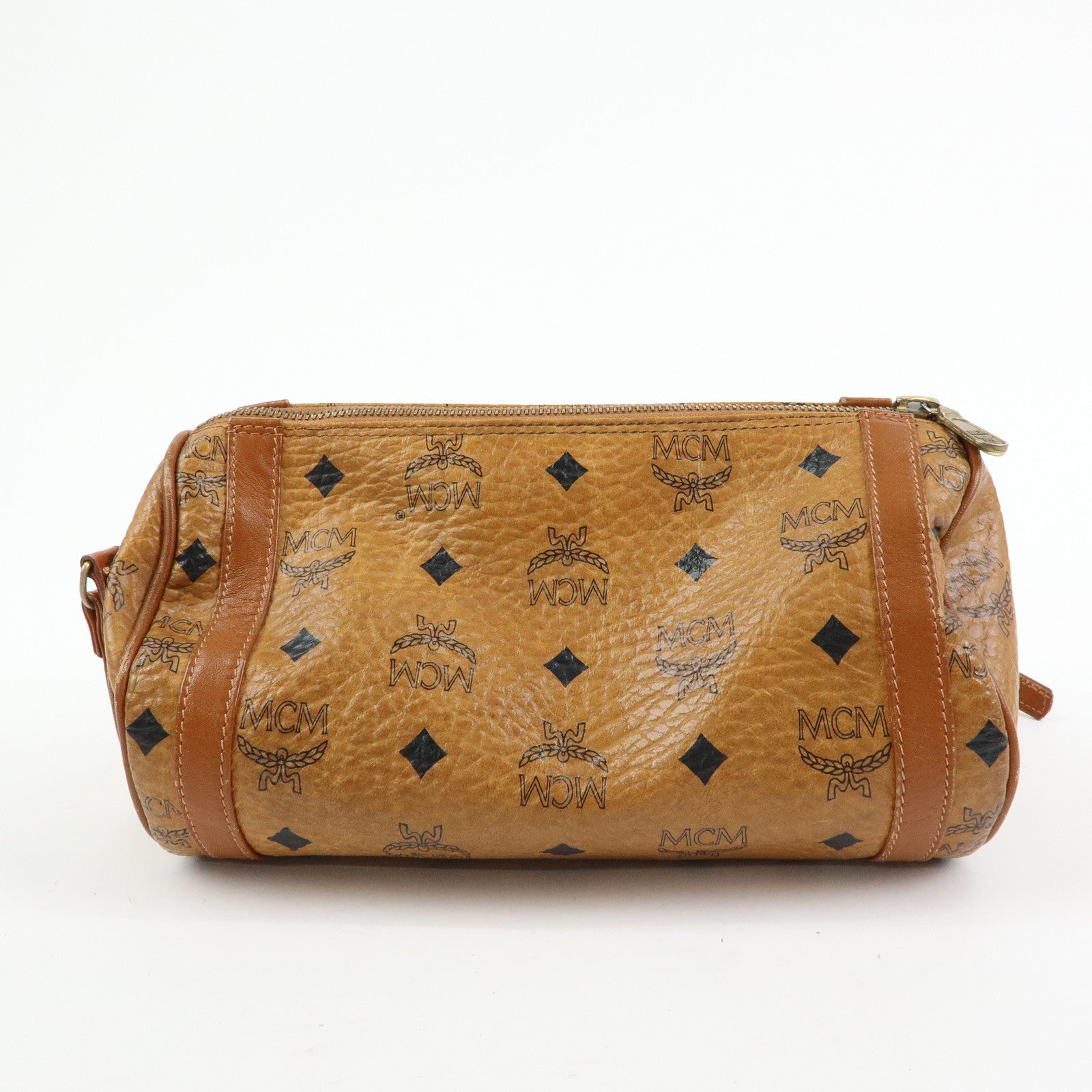 MCM Visetos PVC Leather Shoulder Bag Crossbody Bag Brown