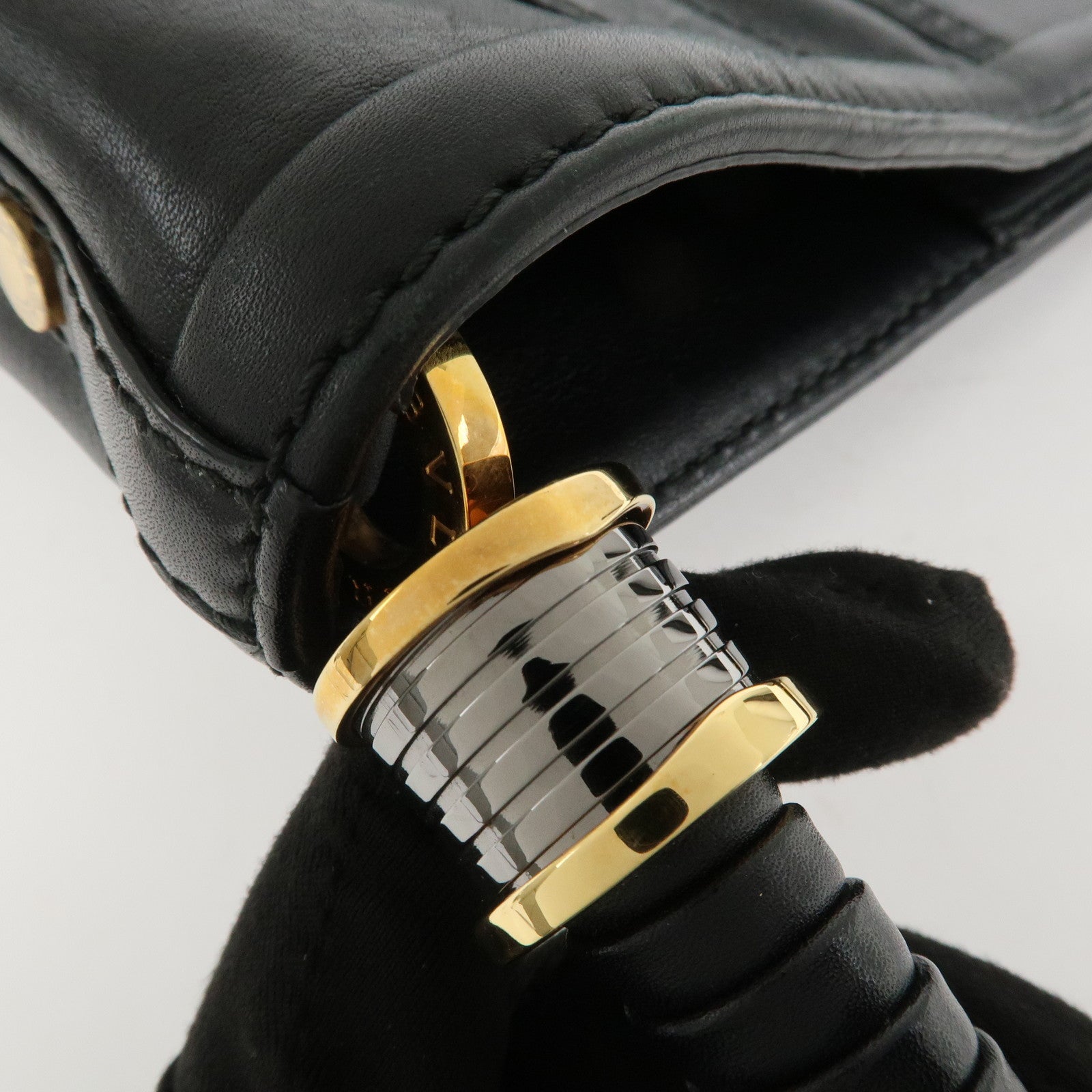 BVLGARI Leather B-Zero1 Shoulder Bag Hand Bag Black