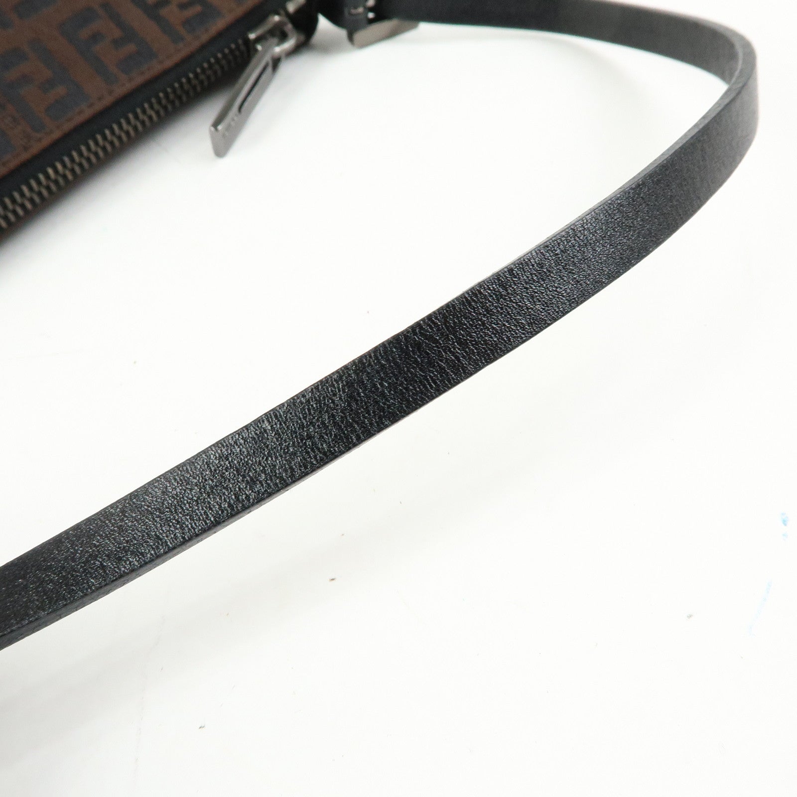 FENDI Zucchino Canvas Leather Hand Bag Brown Black 8BR1440