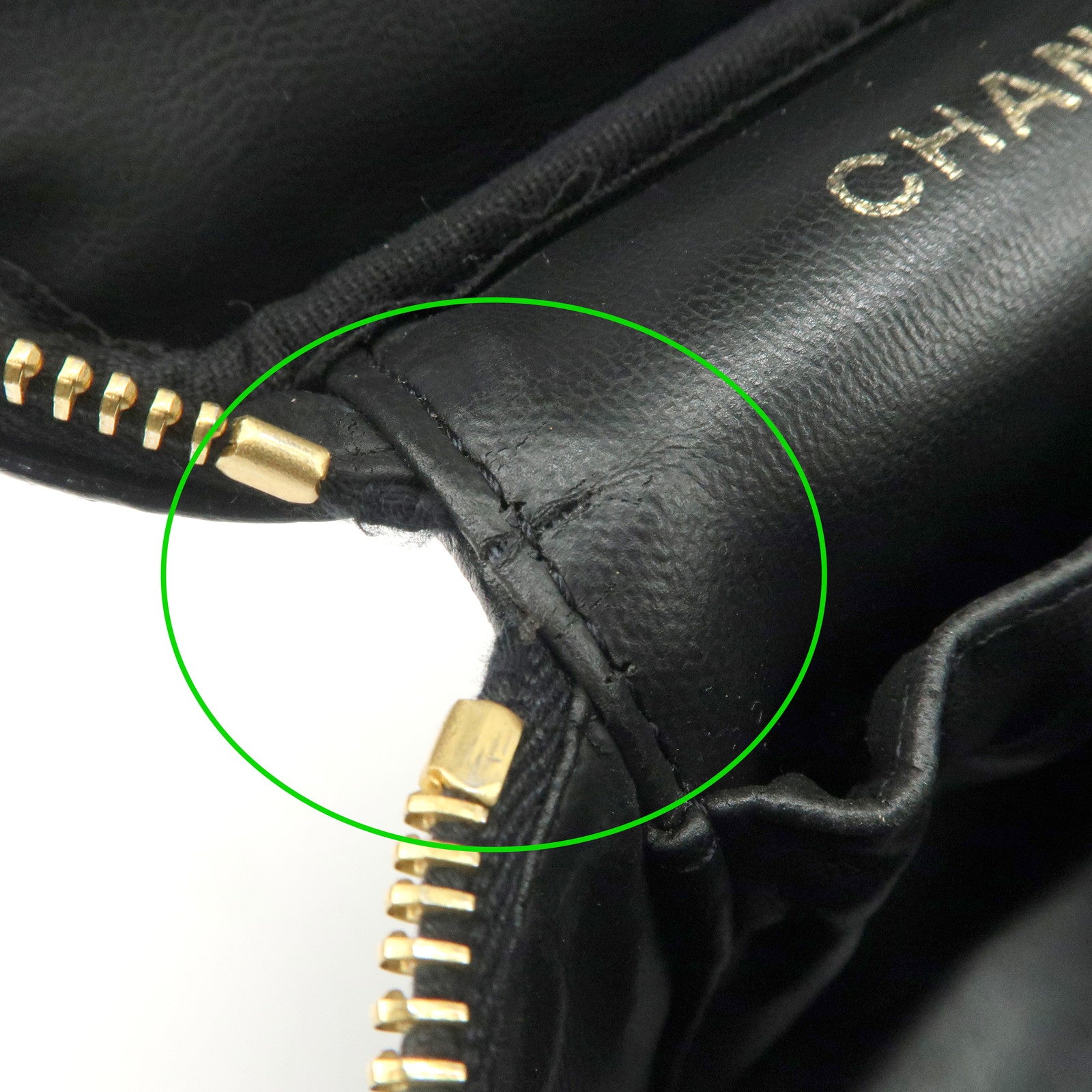 CHANEL Caviar Skin Vanity Bag Hand Bag Cosmetic Pouch Black A01998 Used