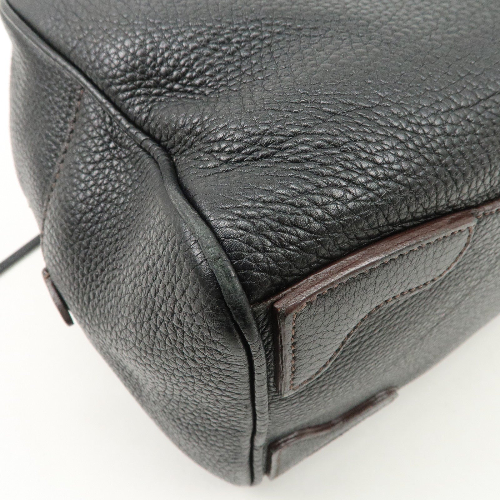 PRADA Logo Leather Hand Bag Mini Boston Bag Black BL0471 Used