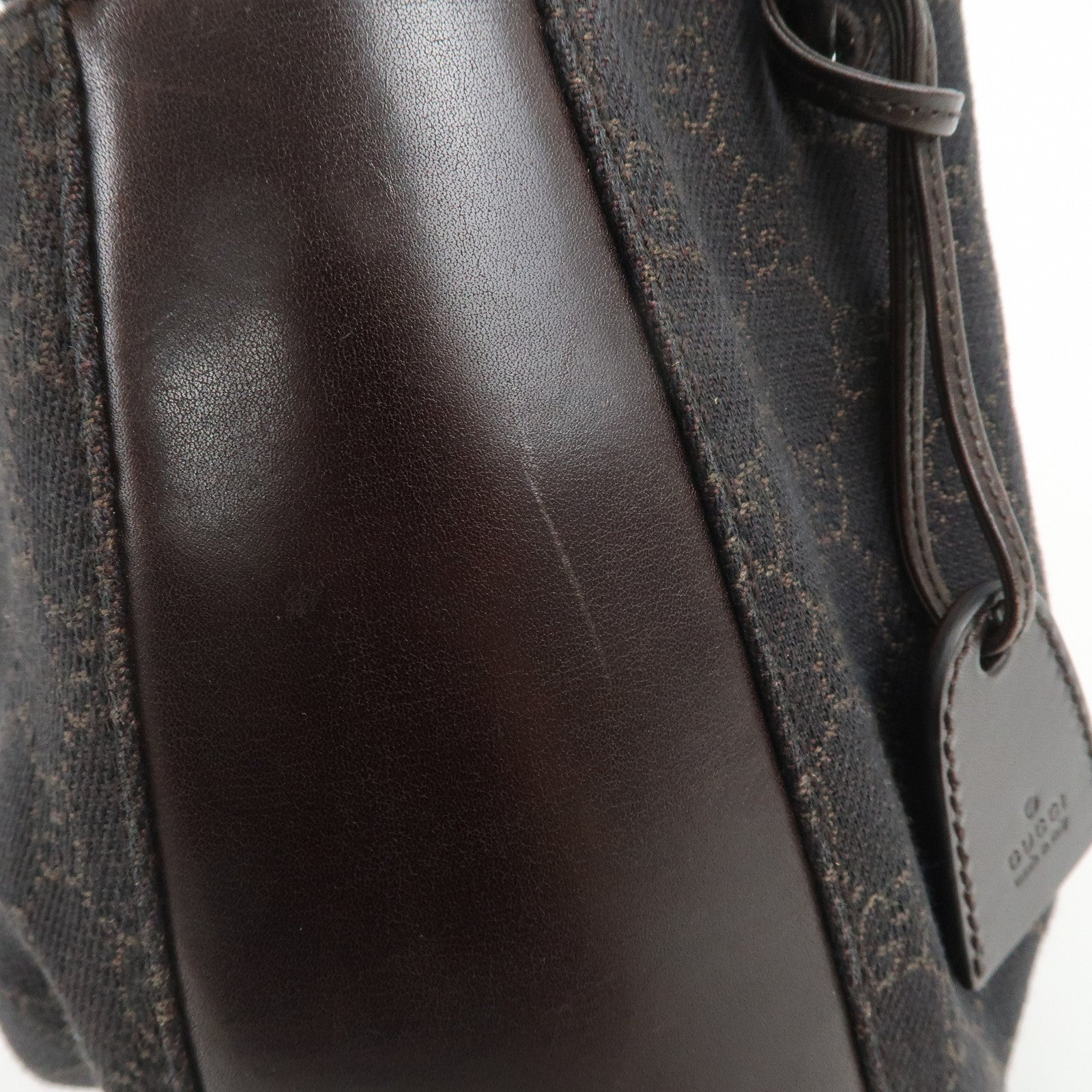 GUCCI GG Monogram Canvas Leather Tote Shoulder Bag Brown 101919