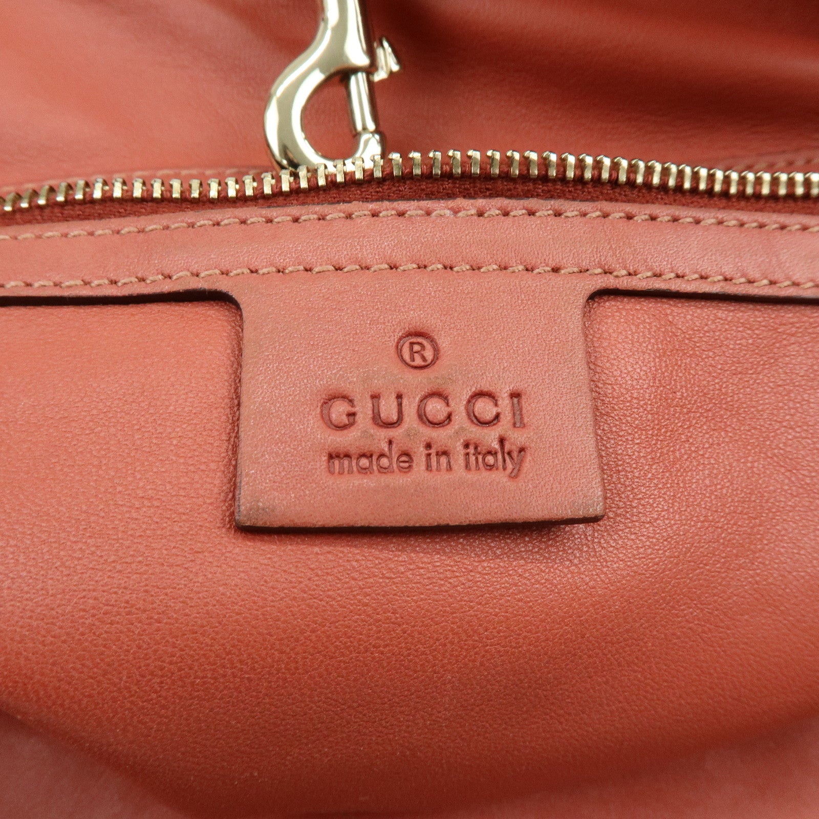 GUCCI Logo Leather Tote Bag Shoulder Bag Hand Bag Rose Pink 247209