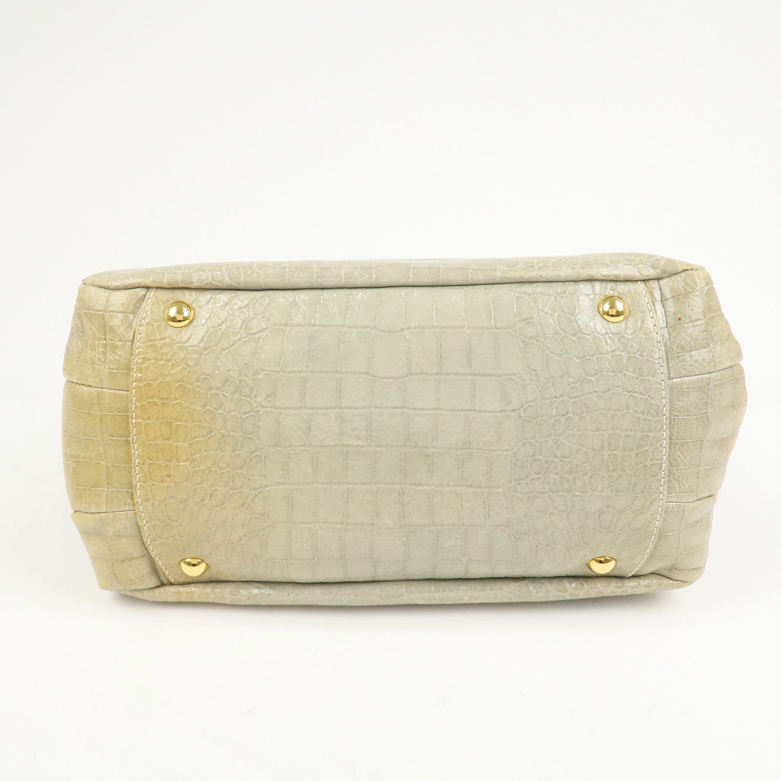 MIU MIU Logo Embossed Leather 2Way Bag Hand Bag Shoulder Bag Beige