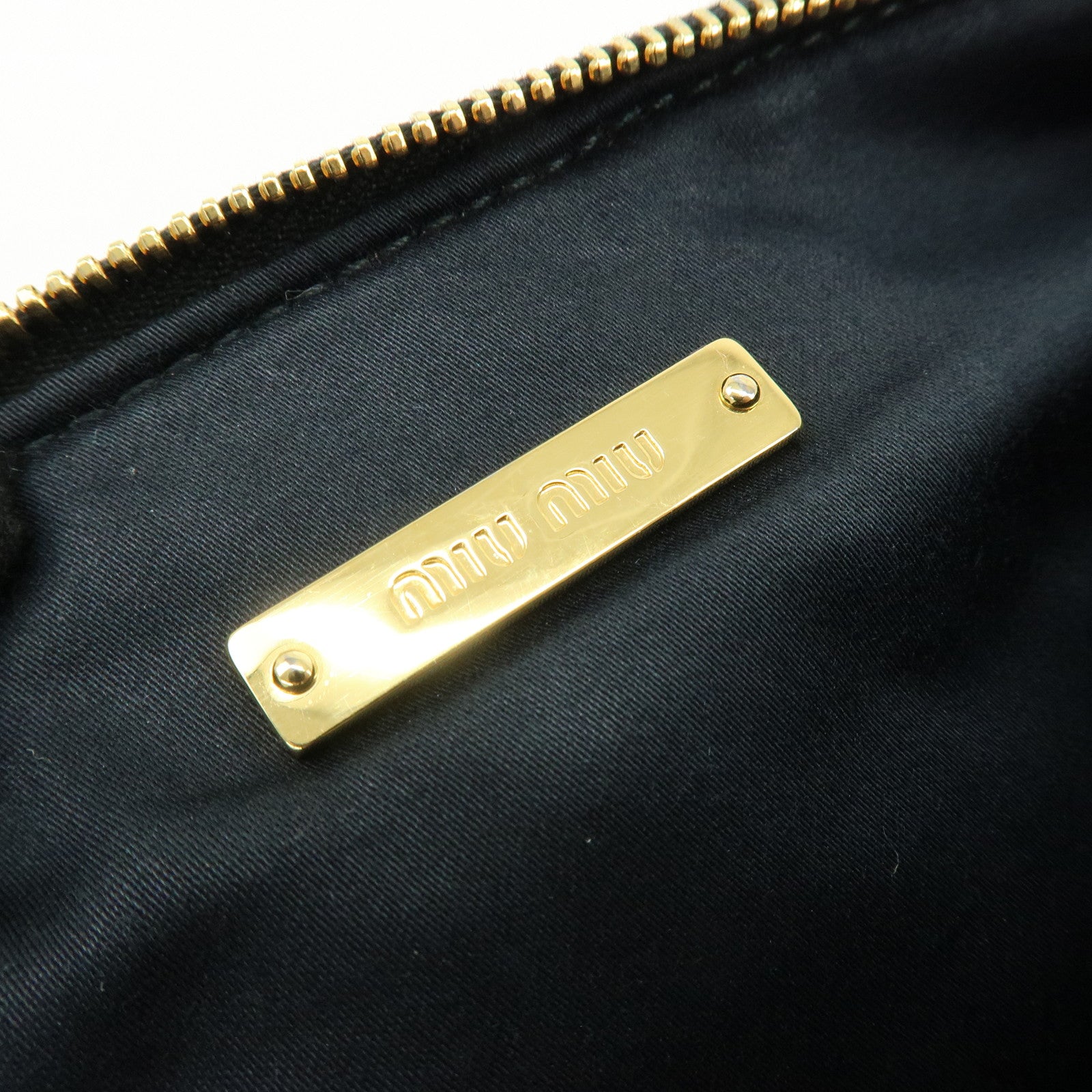 MIU MIU Nylon Clutch Bag Pouch Black Red Star Motif 5NE455