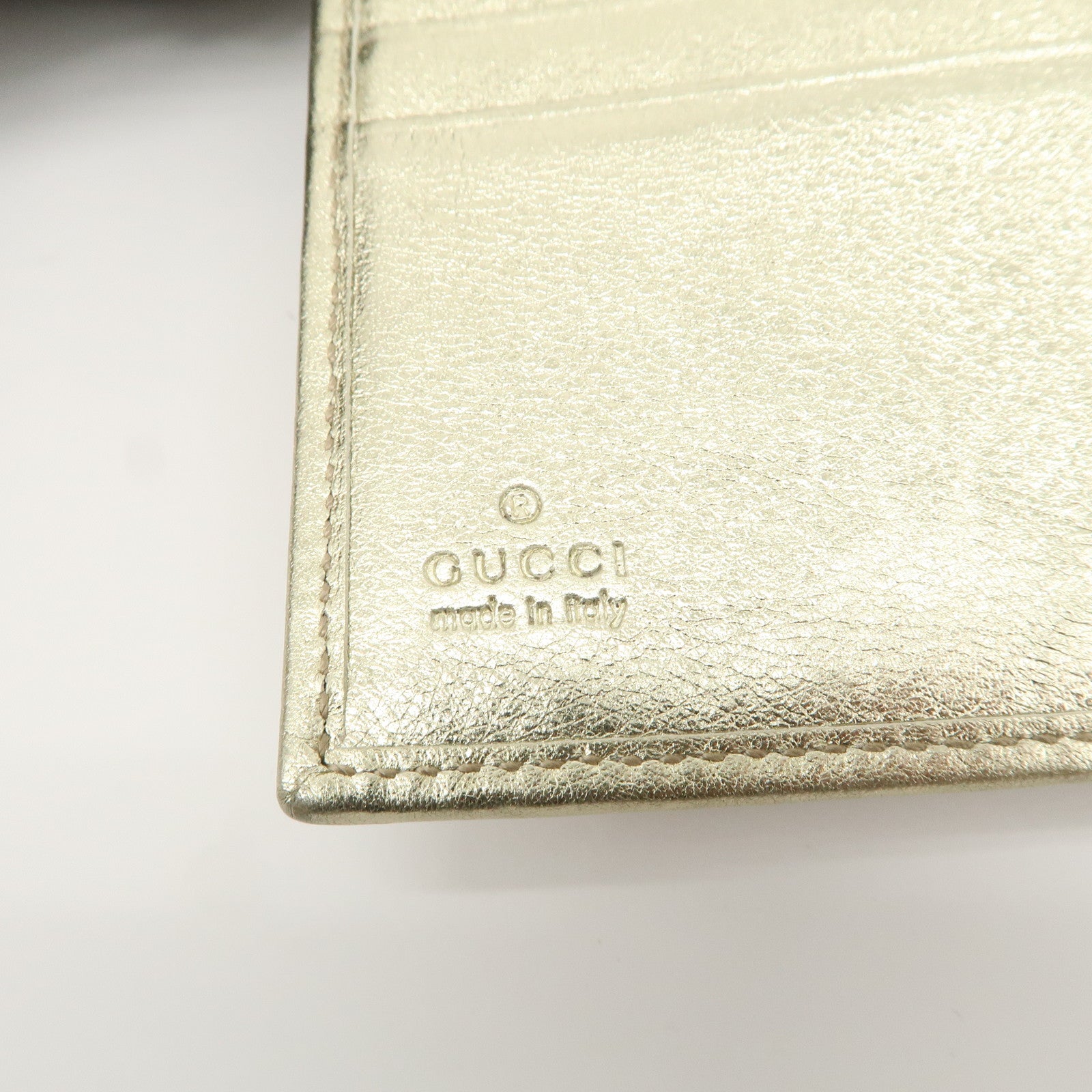 GUCCI Abbey GG Canvas Leather Bi-fold Wallet Beige Gold 154255