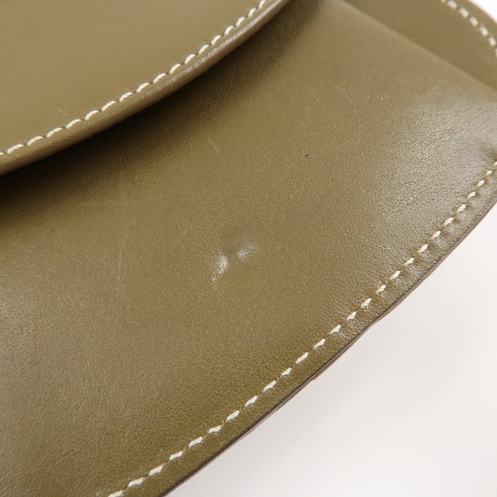 CELINE C Macadam Canvas Leather Shoulder Pouch Khaki