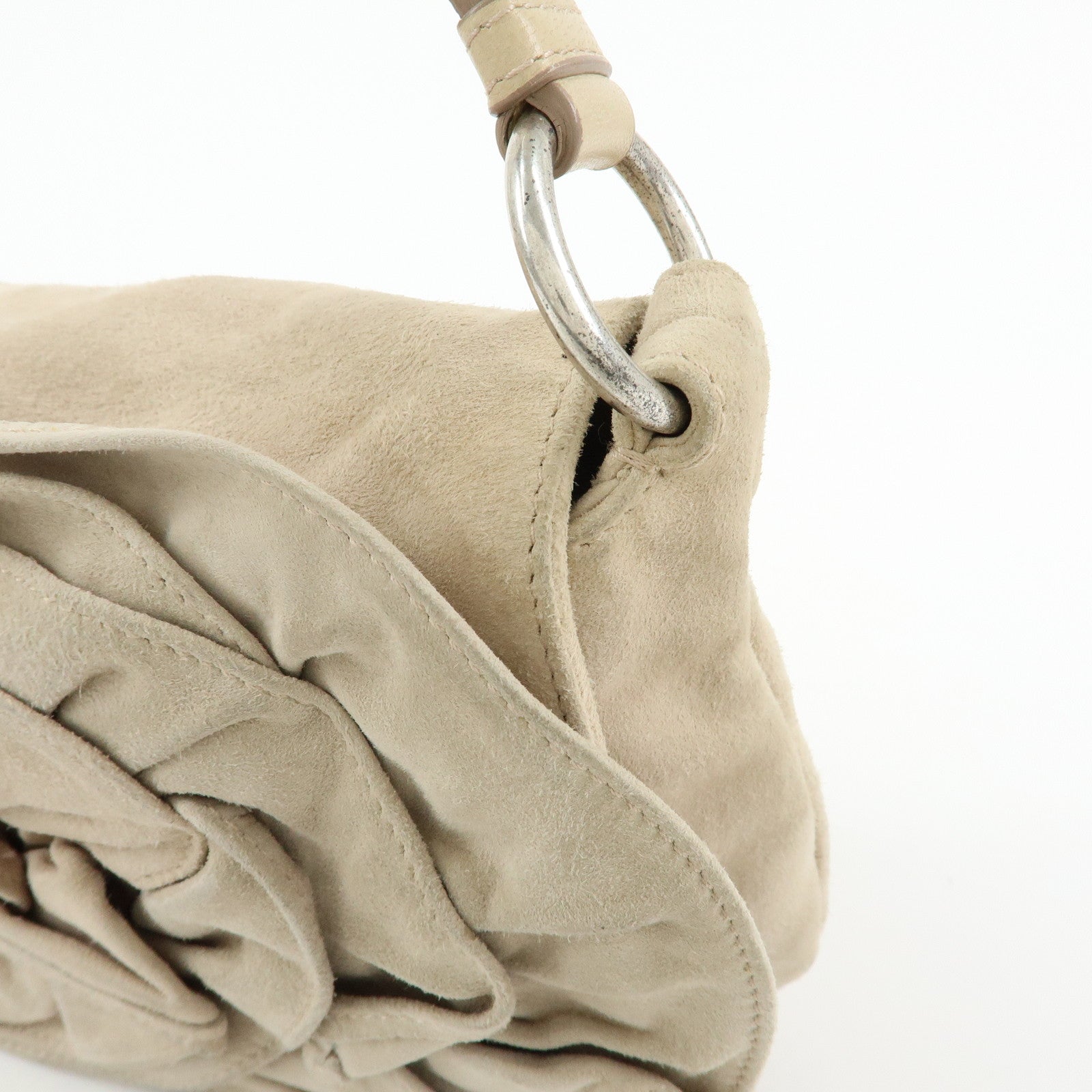 SAINT LAURENT PARIS Nadja Rive Gauche Suede Hand Bag Beige 112930