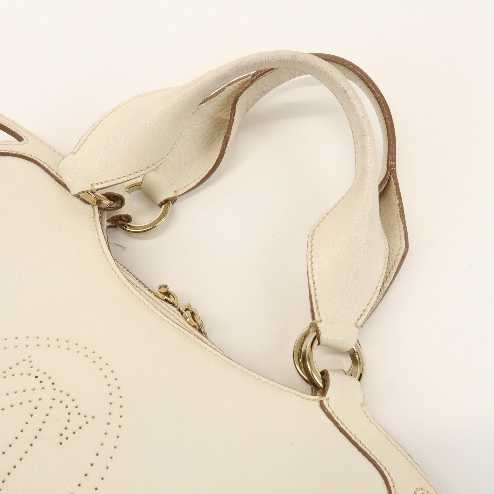 Cartier Must Line Marcello Leather 2Way Hand Bag Tote Bag White