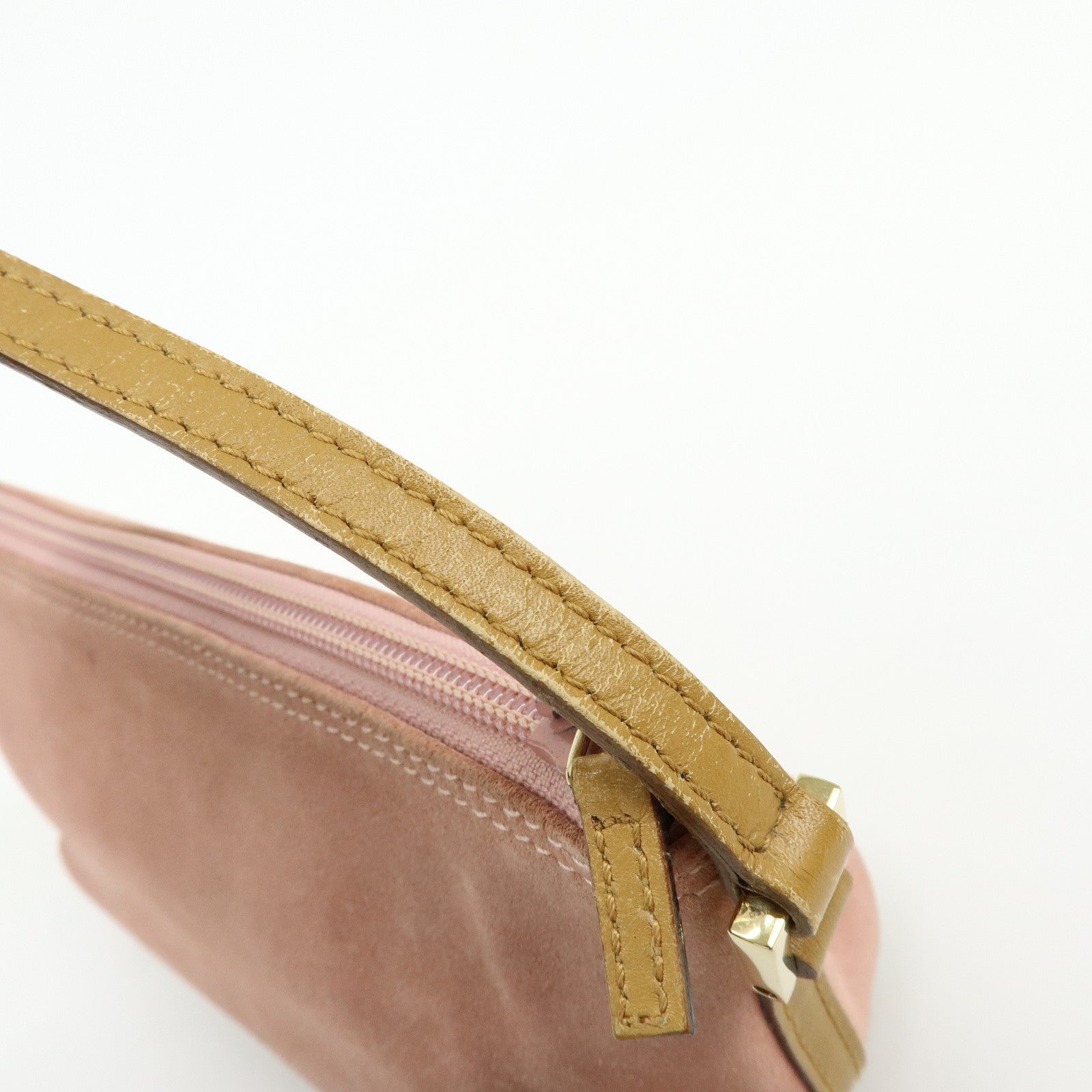 GUCCI Boat Bag Suede Leather Accessory Pouch Hand Bag Pink 039.1103