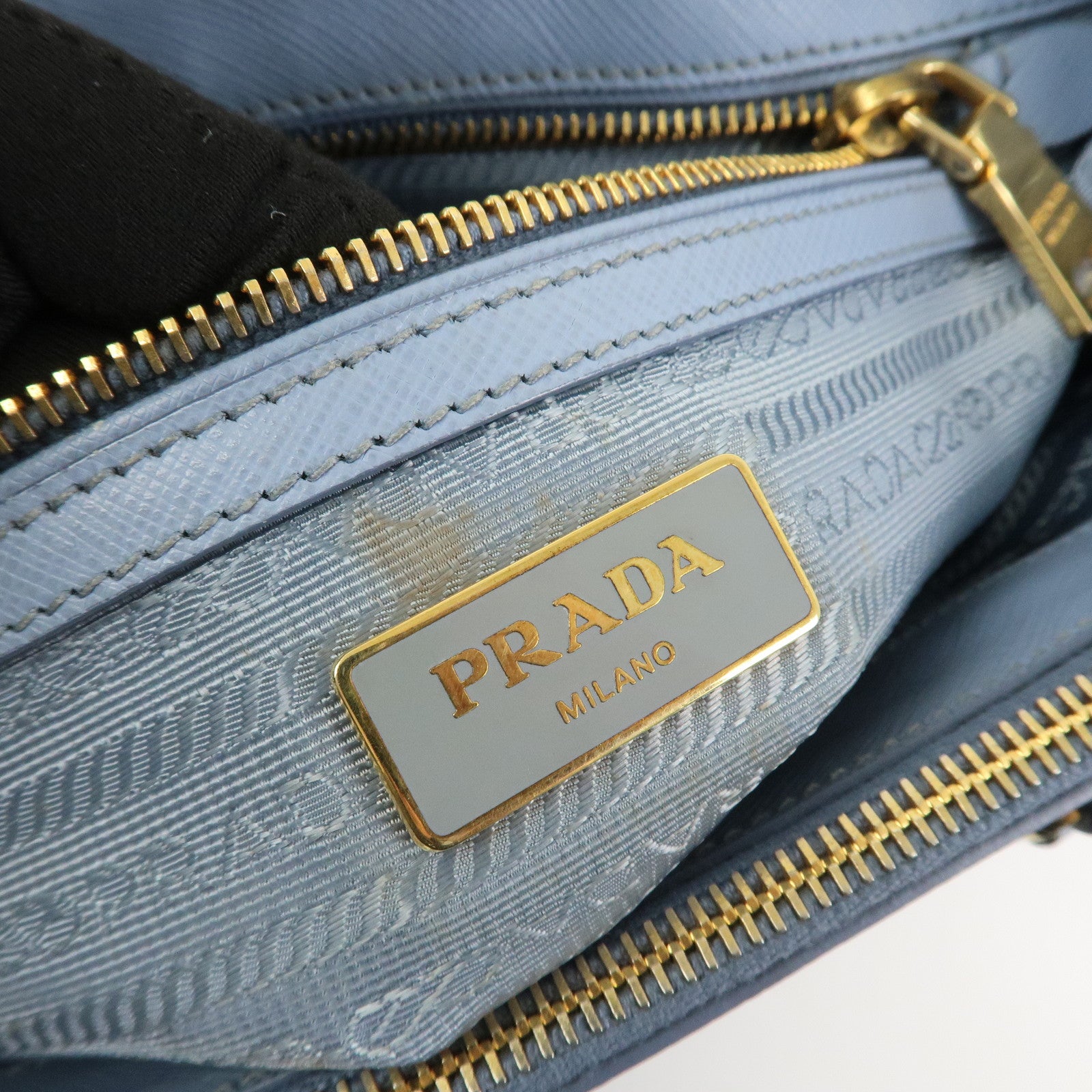 PRADA Triangle Logo Galleria 2Way Bag Shoulder Bag Light Blue BN2863