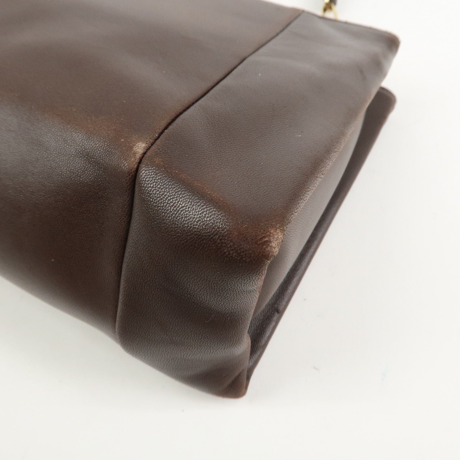 LOEWE Anagram Lamb Skin Shoulder Bag Hand Bag Brown