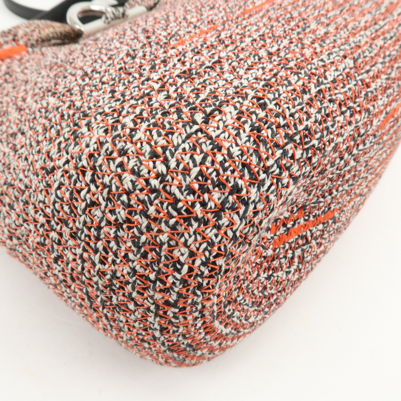 BALENCIAGA Zigzagger Canvas Leather 2Way Hand Bag Orange Black