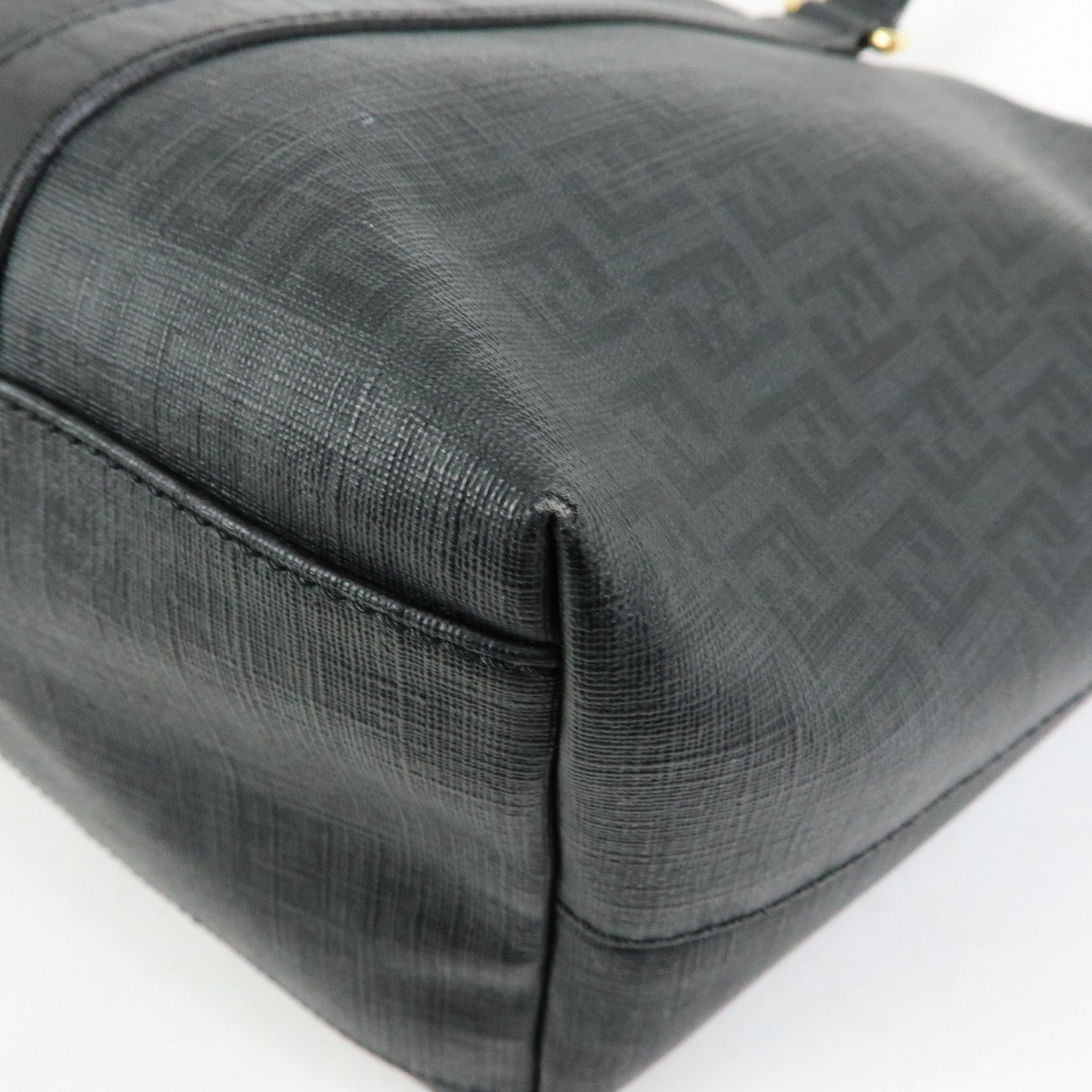 FENDI Zucchino PVC Leather Tote Bag Hand Bag Black 8BH215