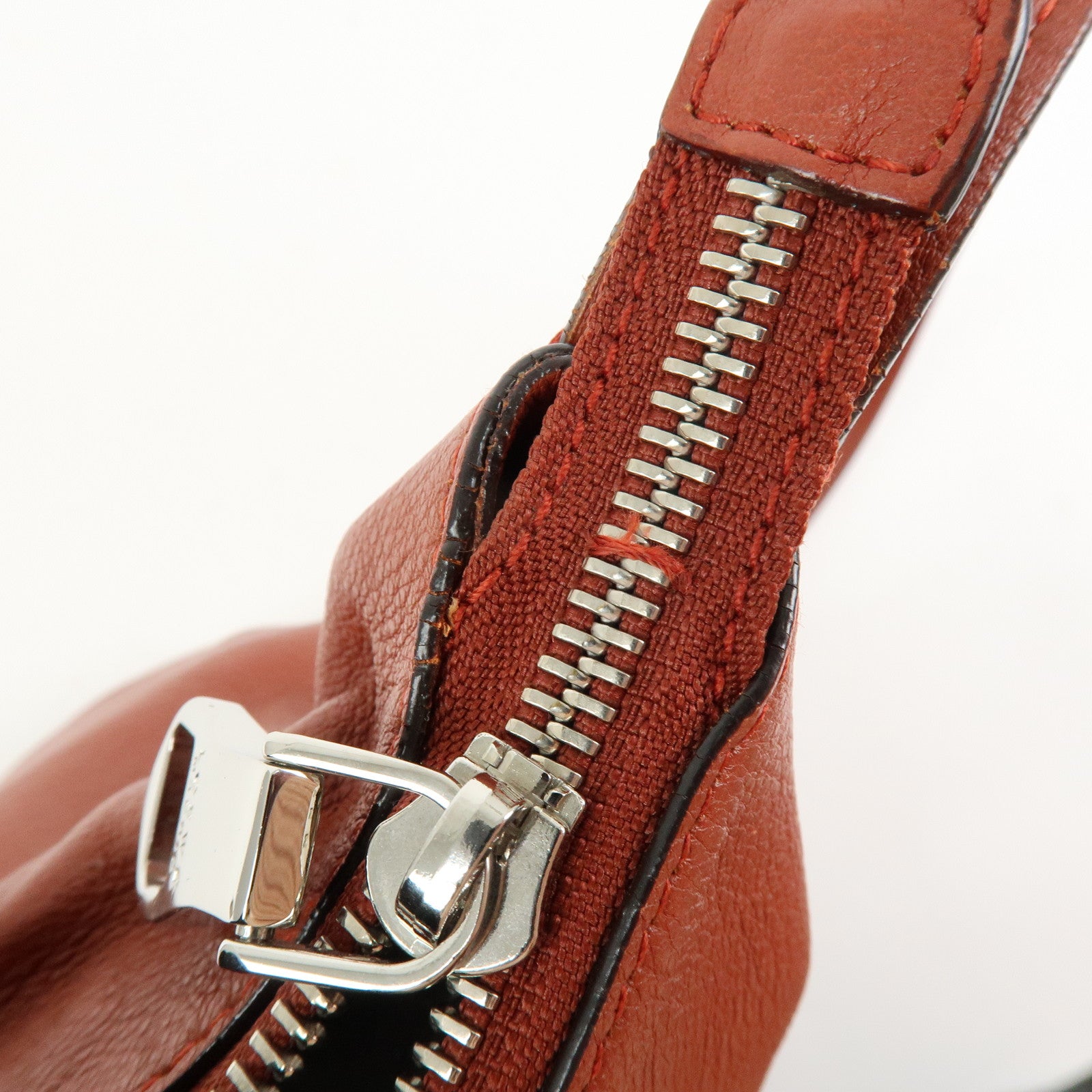 LOEWE Anagram Calf Leather Shoulder Bag Red Brown