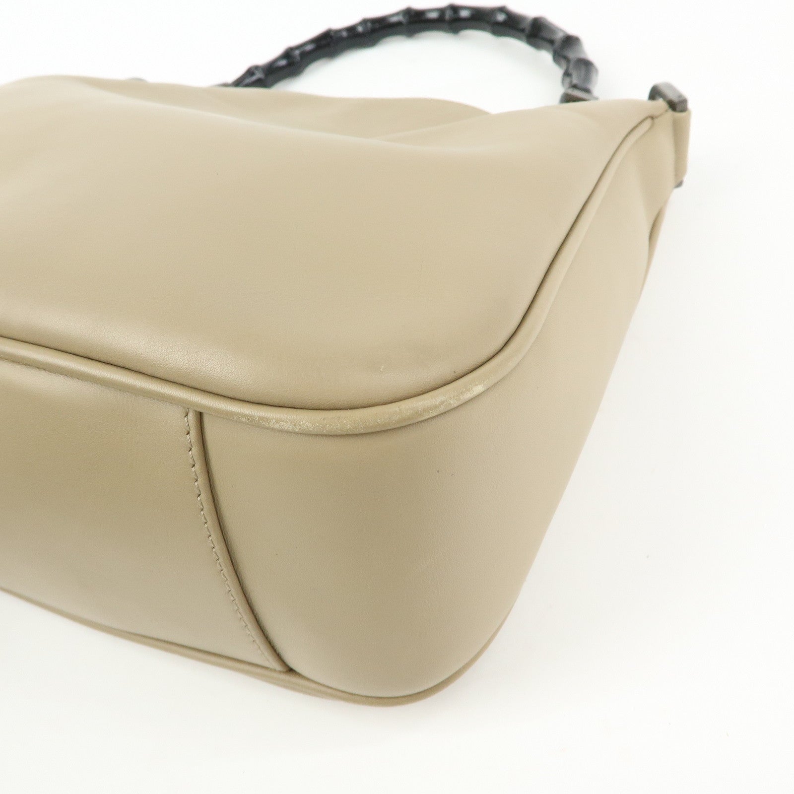 GUCCI Bamboo Leather 2Way Hand Bag Shoulder Bag Beige 001・1638・2684