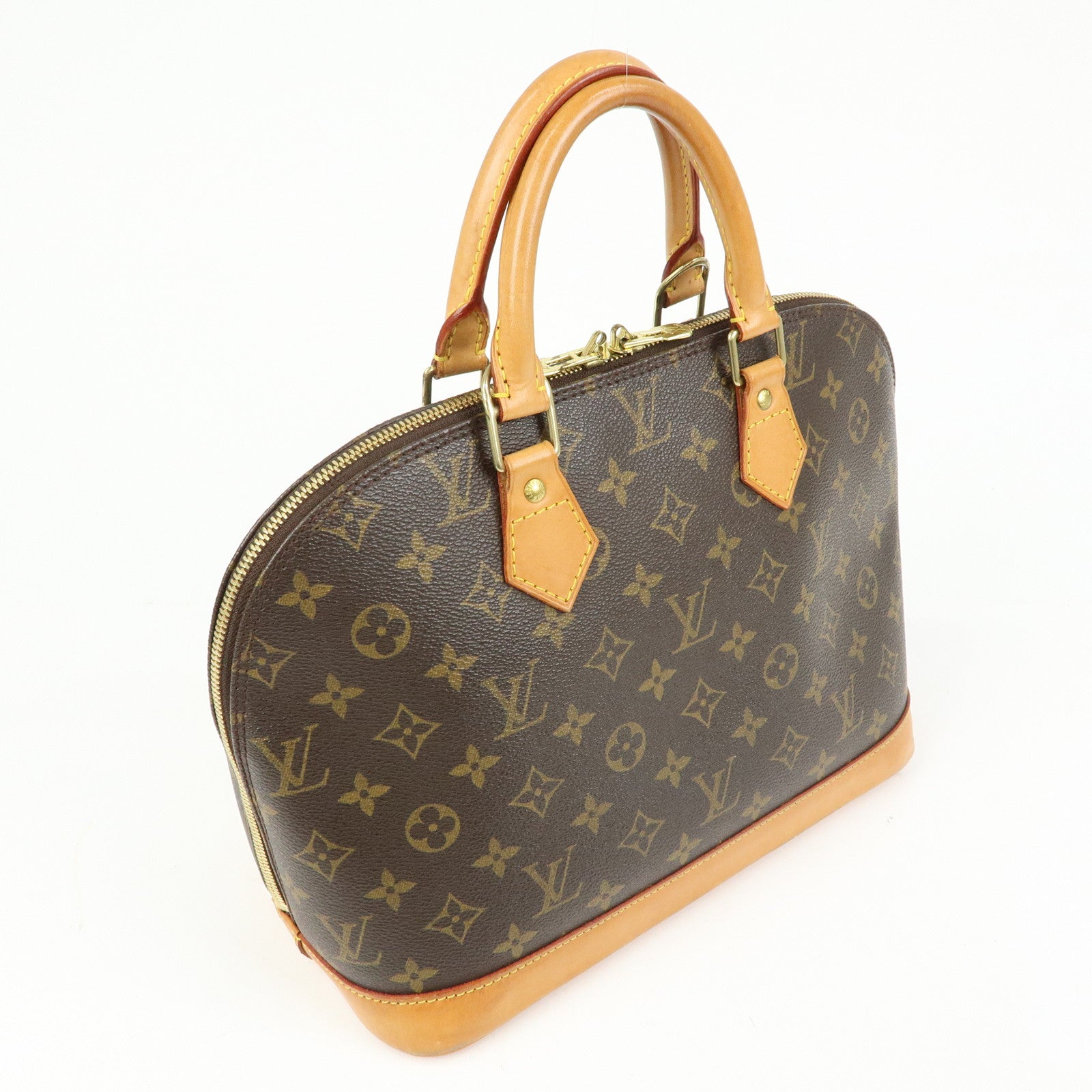 Louis Vuitton Monogram Canvas Leather Alma PM Hand Bag Brown M51130