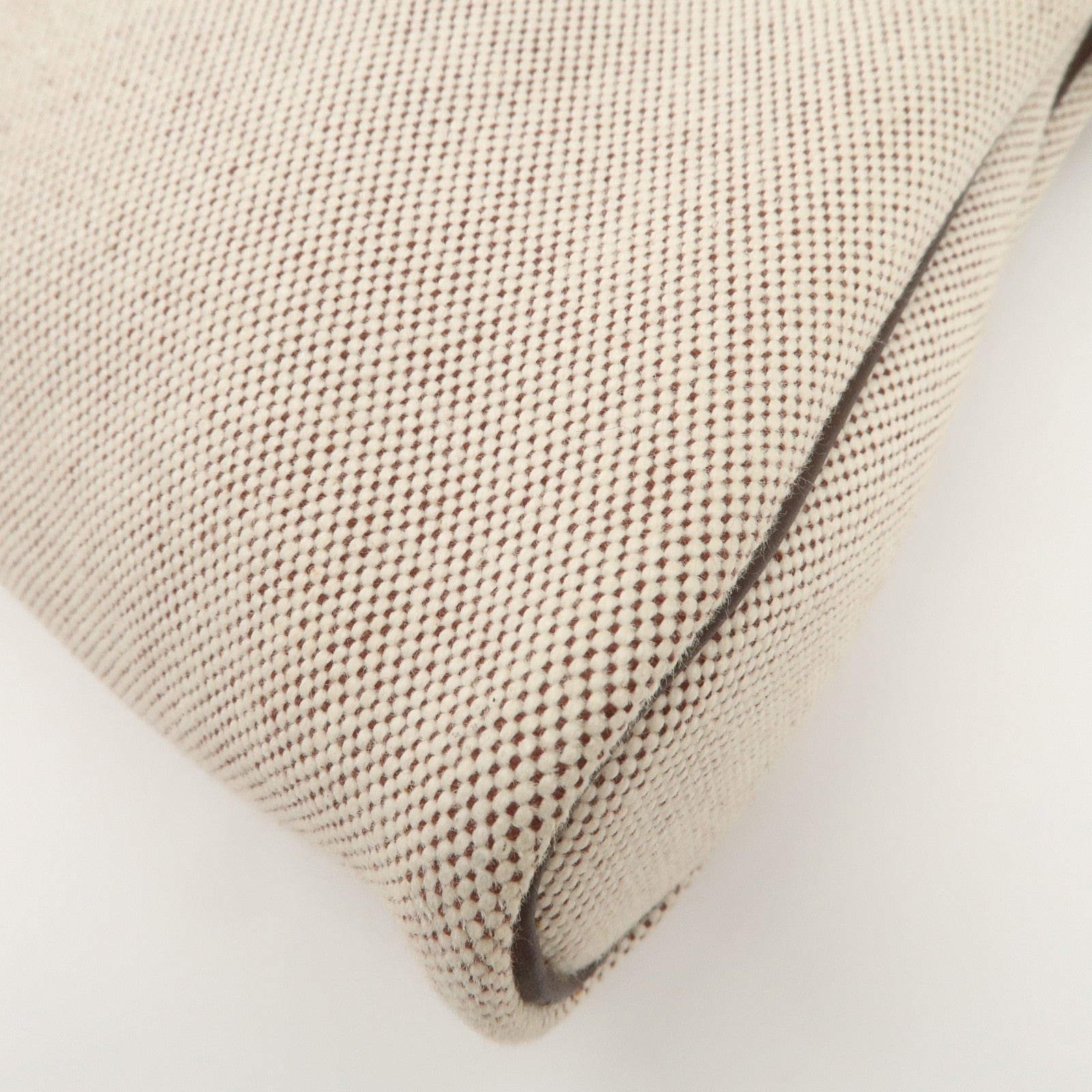 HERMES Leather Toile Ash Sac Eve MM J Engraved Hand Bag Natural