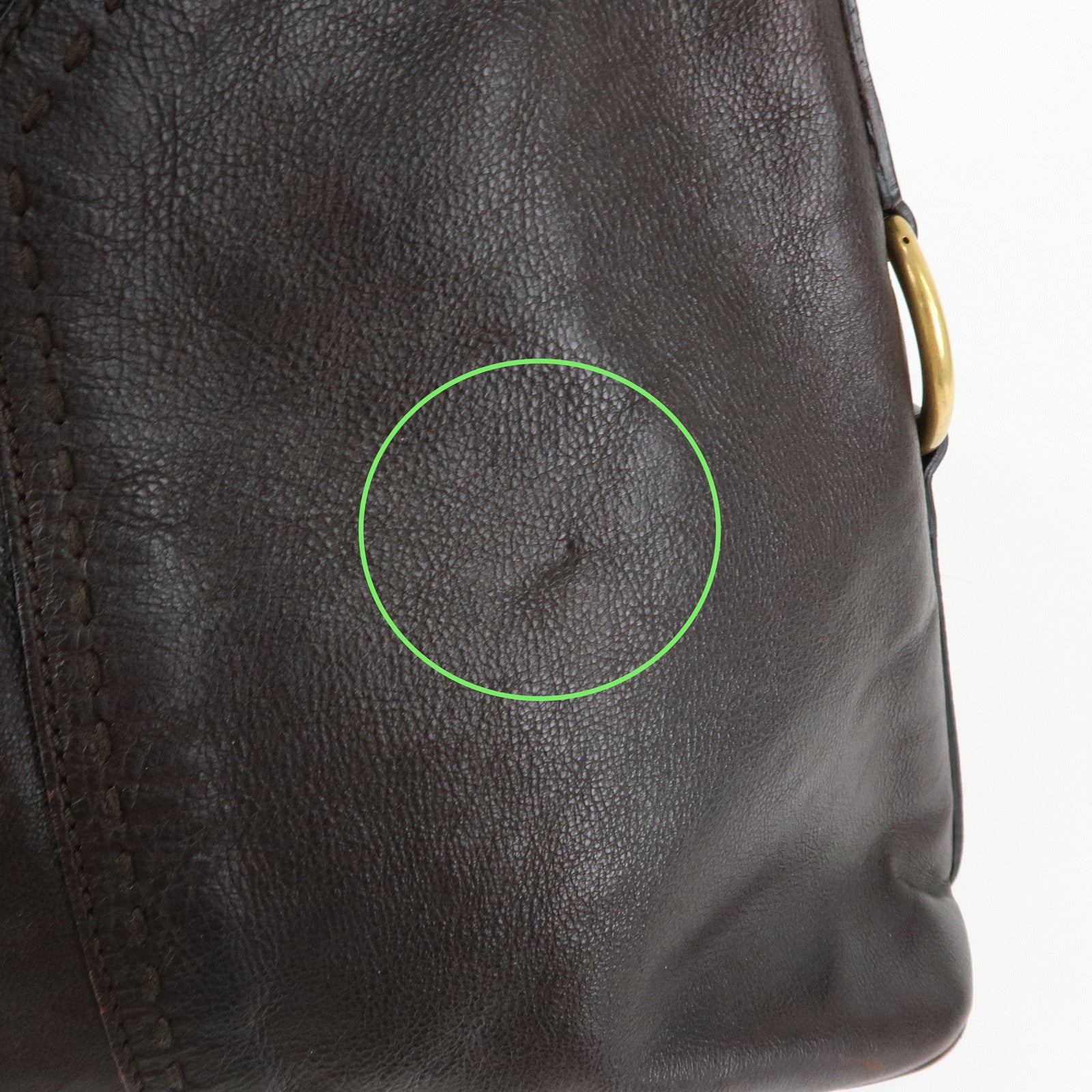 SAINT LAURENT PARIS Muse Leather Hand Bag Shoulder Bag Dark Brown
