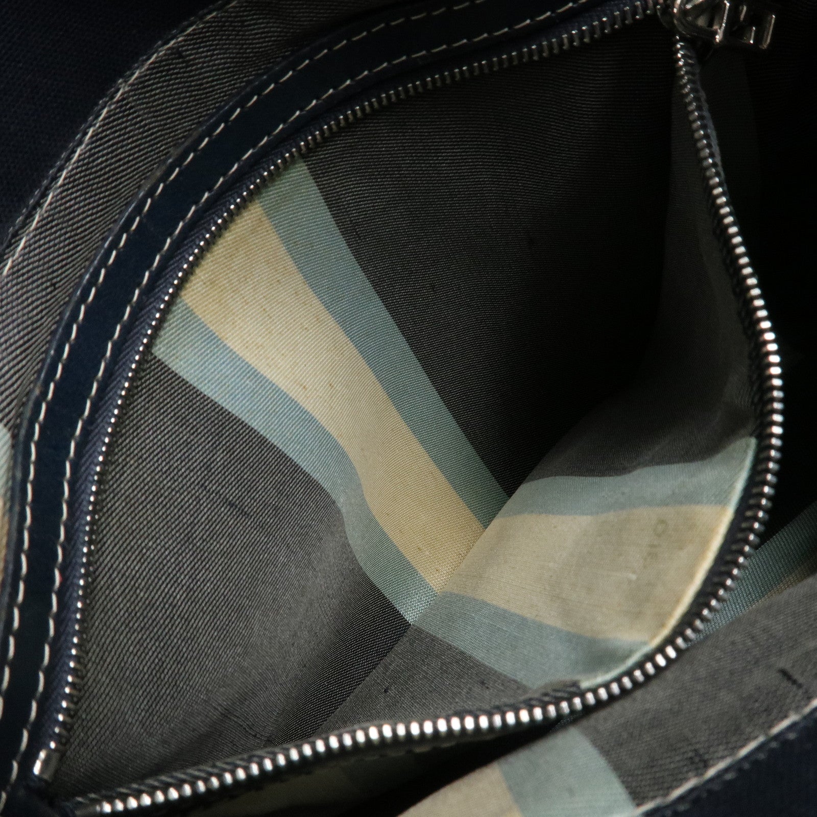 FENDI Logo Canvas Shoulder Bag Hand Bag Navy 26426