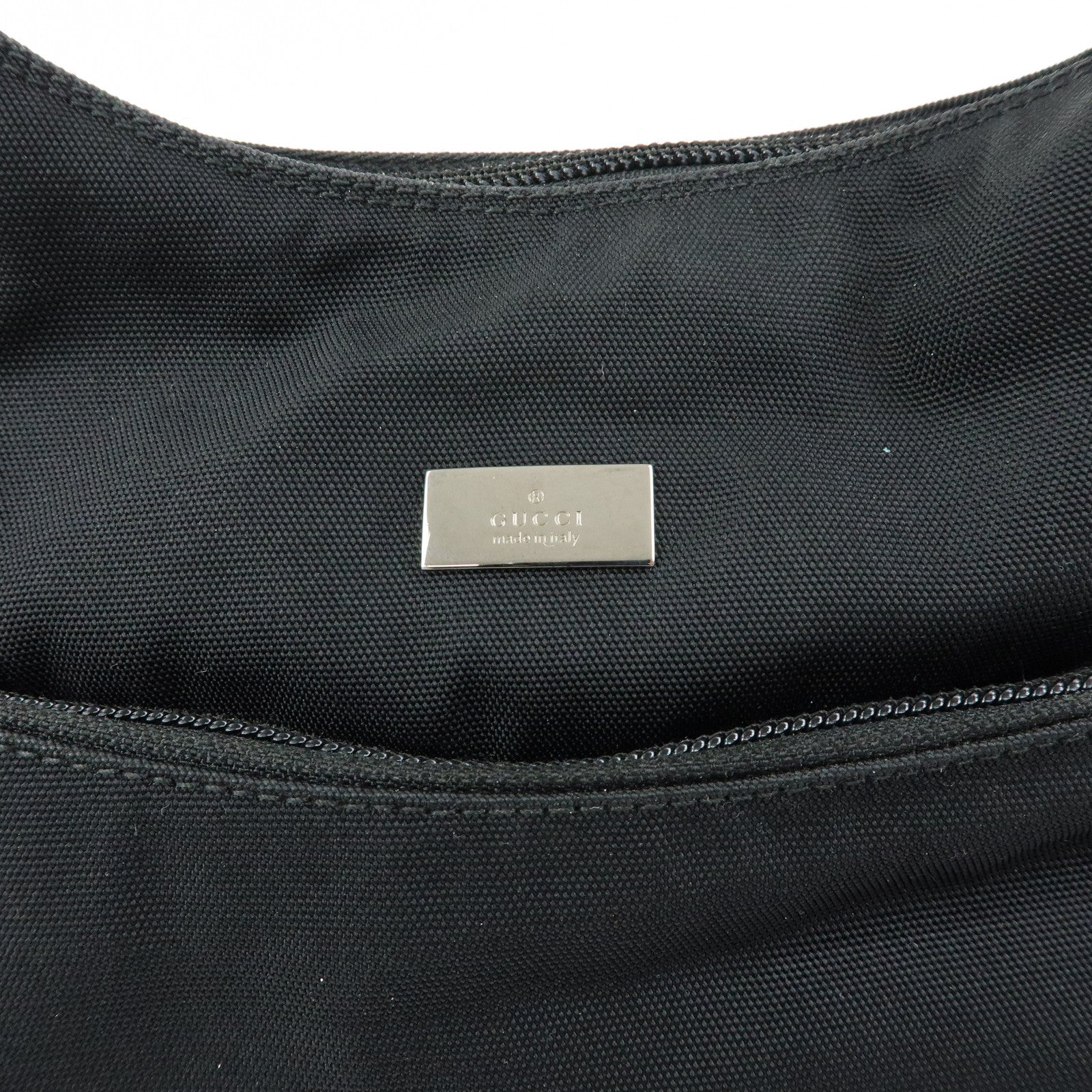 GUCCI Logo Nylon Leather Shoulder Bag Black 001・3386