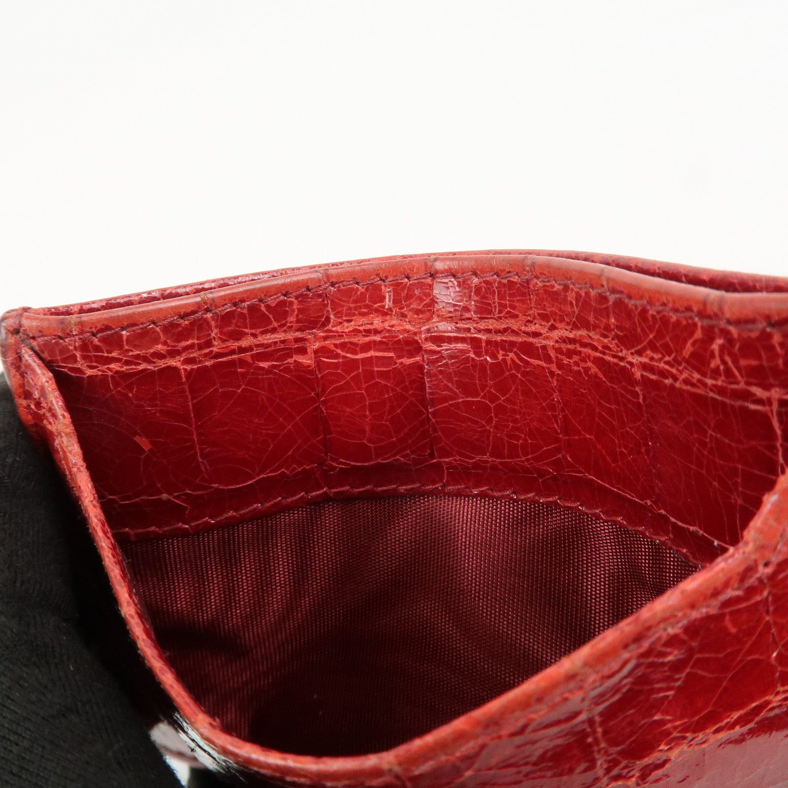 MIU MIU Logo Leather Card Case Card Holder Red