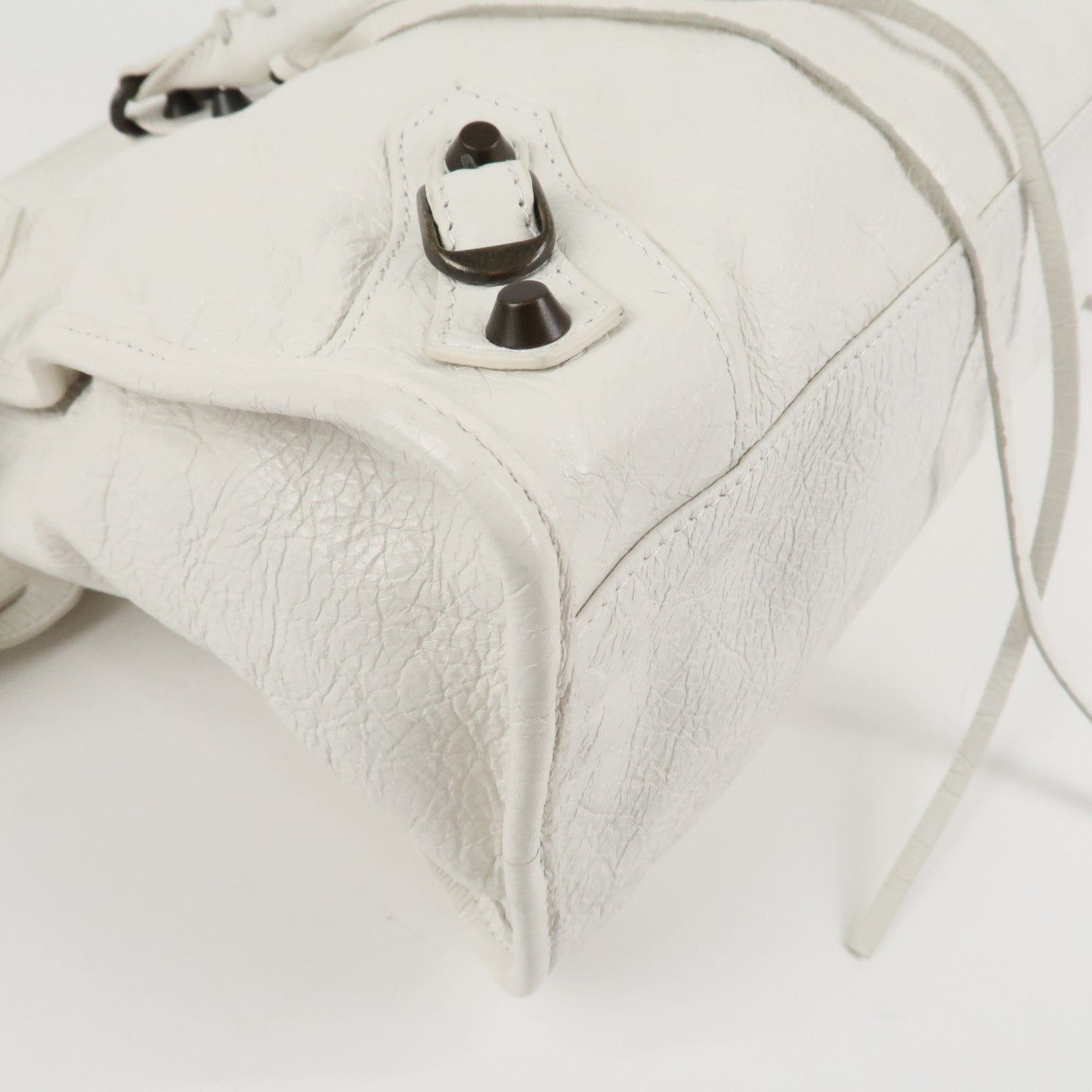 BALENCIAGA The City Leather 2Way Hand Bag White 115748 Used