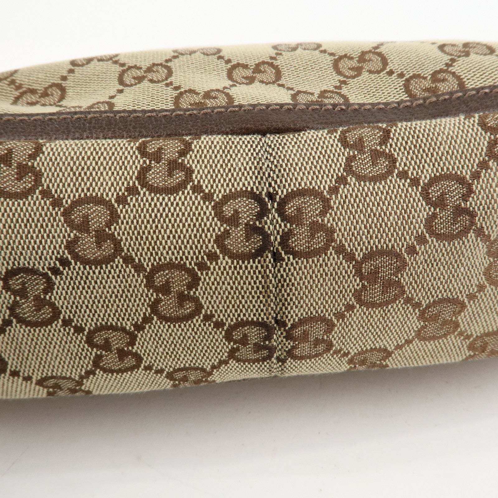 GUCCI GG Canvas Leather Shoulder Bag Hand Bag Beige Brown 146244