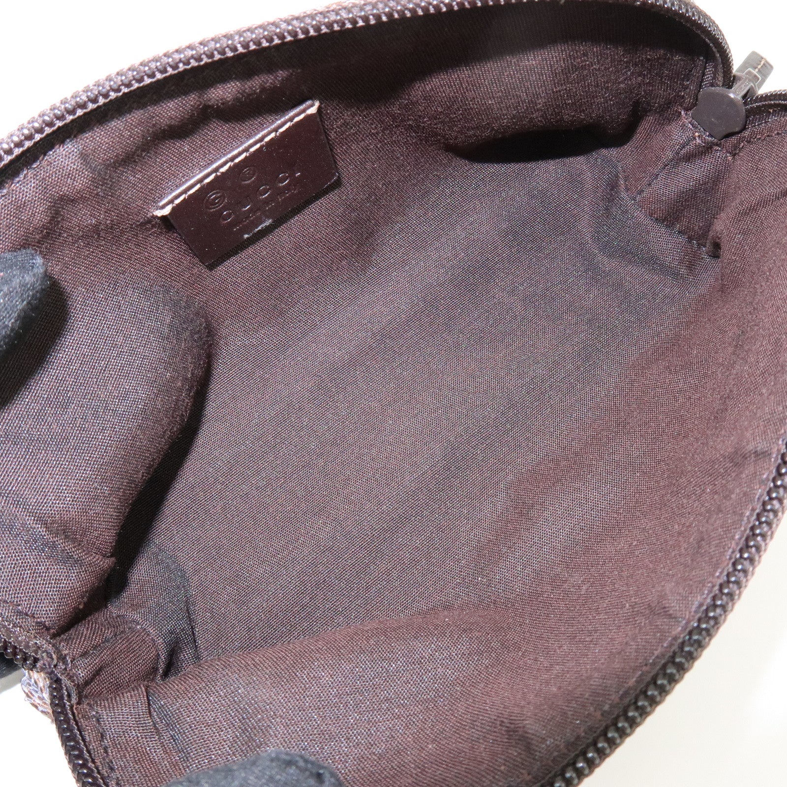 GUCCI GG Mnogram Canvas Leather Cosmetic Pouch Brown 272367