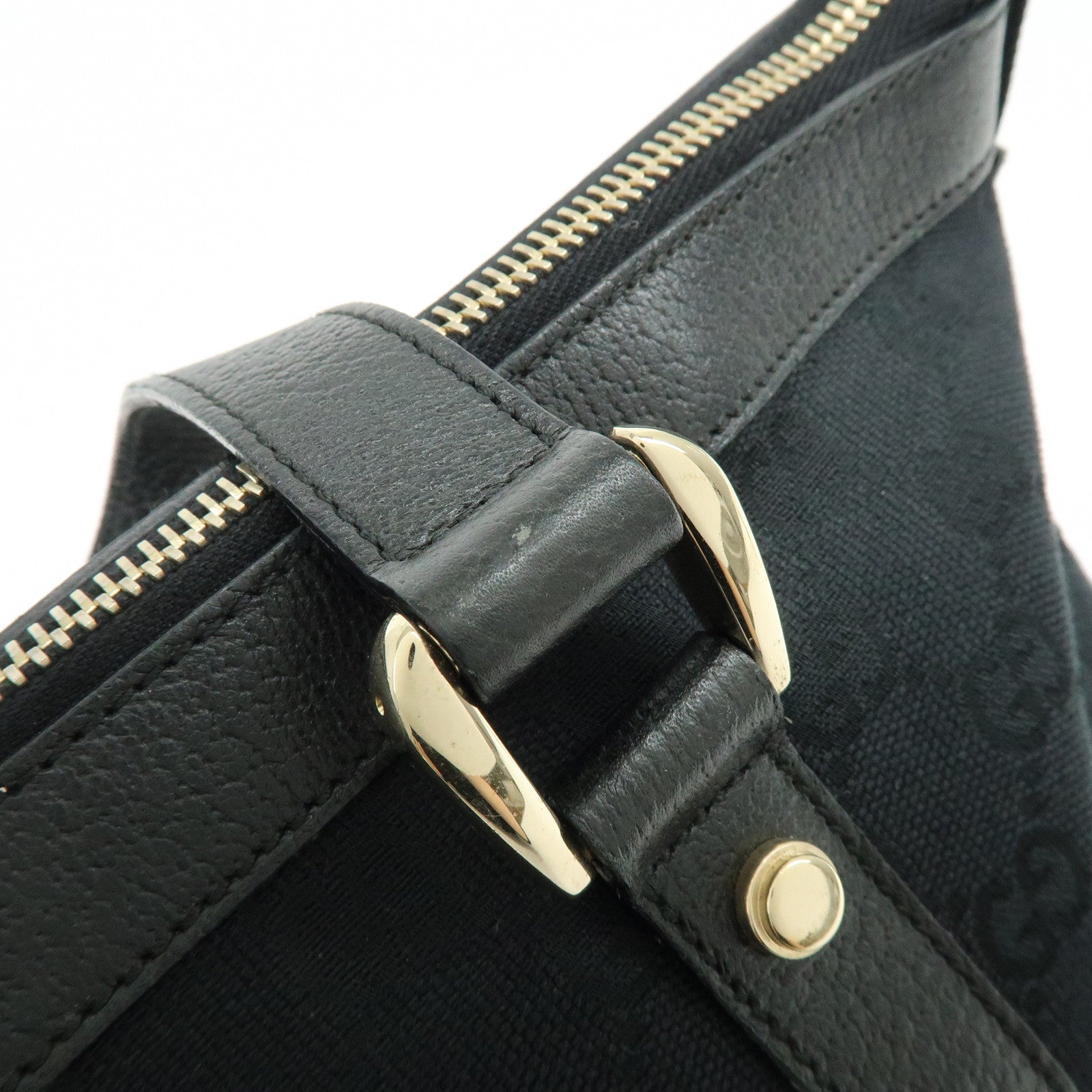 GUCCI Abbey GG Canvas Leather Tote Bag Shoulder Bag Black 141470