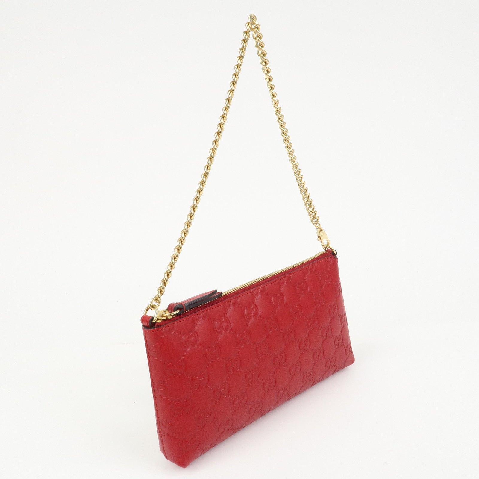 GUCCI Guccissima Leather Chain Shoulder Bag Pouch Red 428449