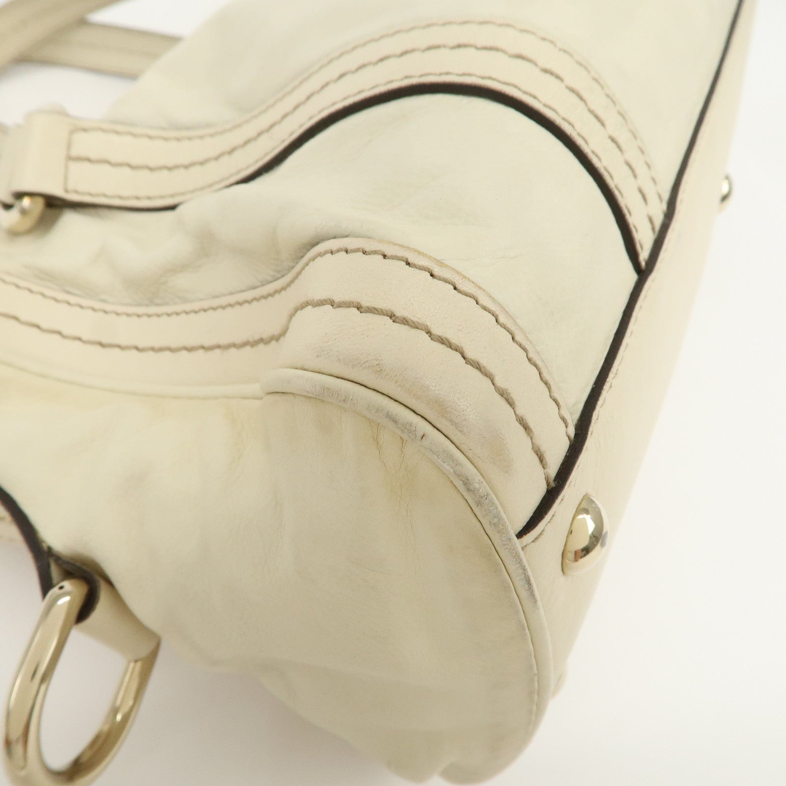 GUCCI Historia Interlocking G Leather Mini Boston Bag Ivory 181487