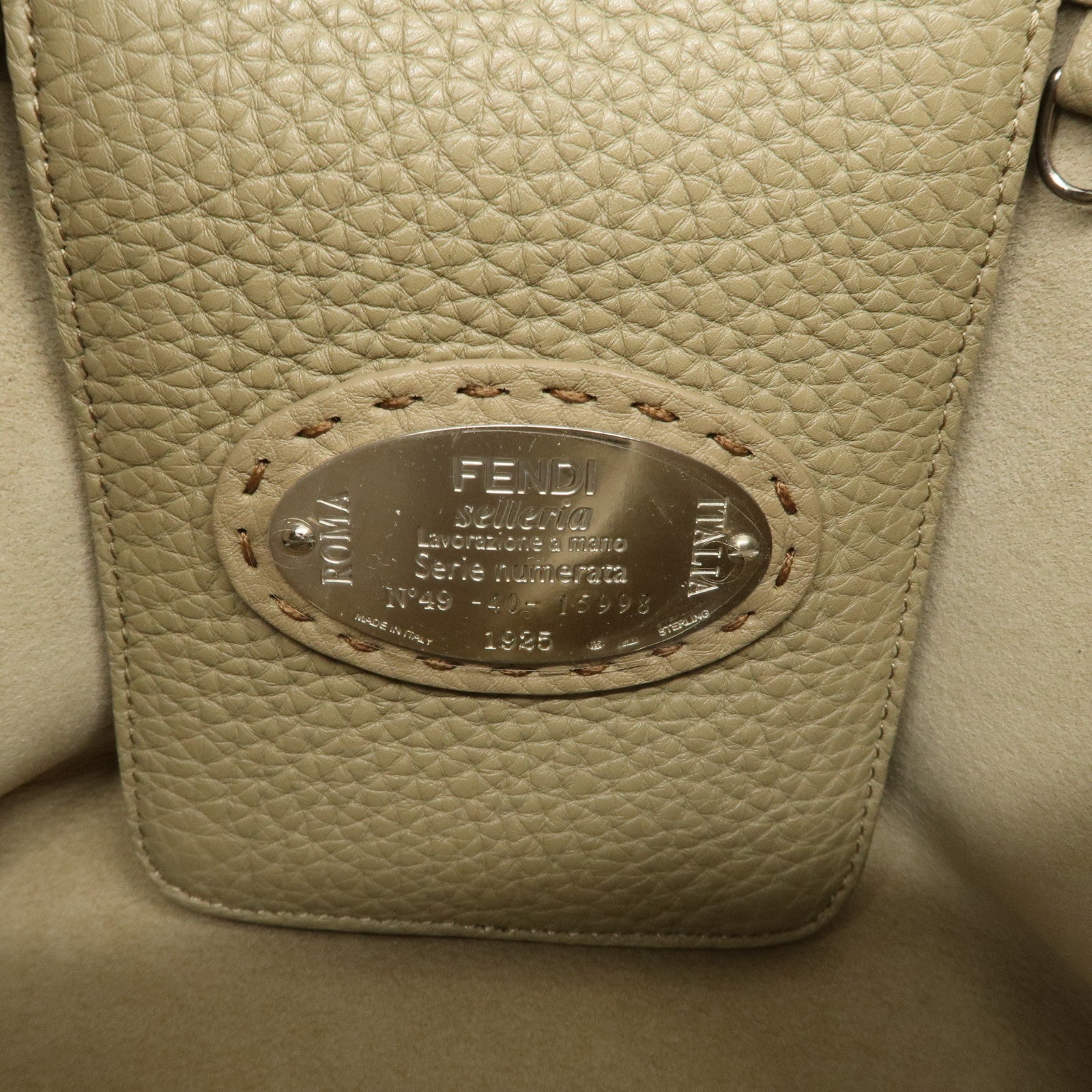 FENDI Selleria Leather Small Carla Tote Bag Shoulder Bag Brown 8BH257 Used