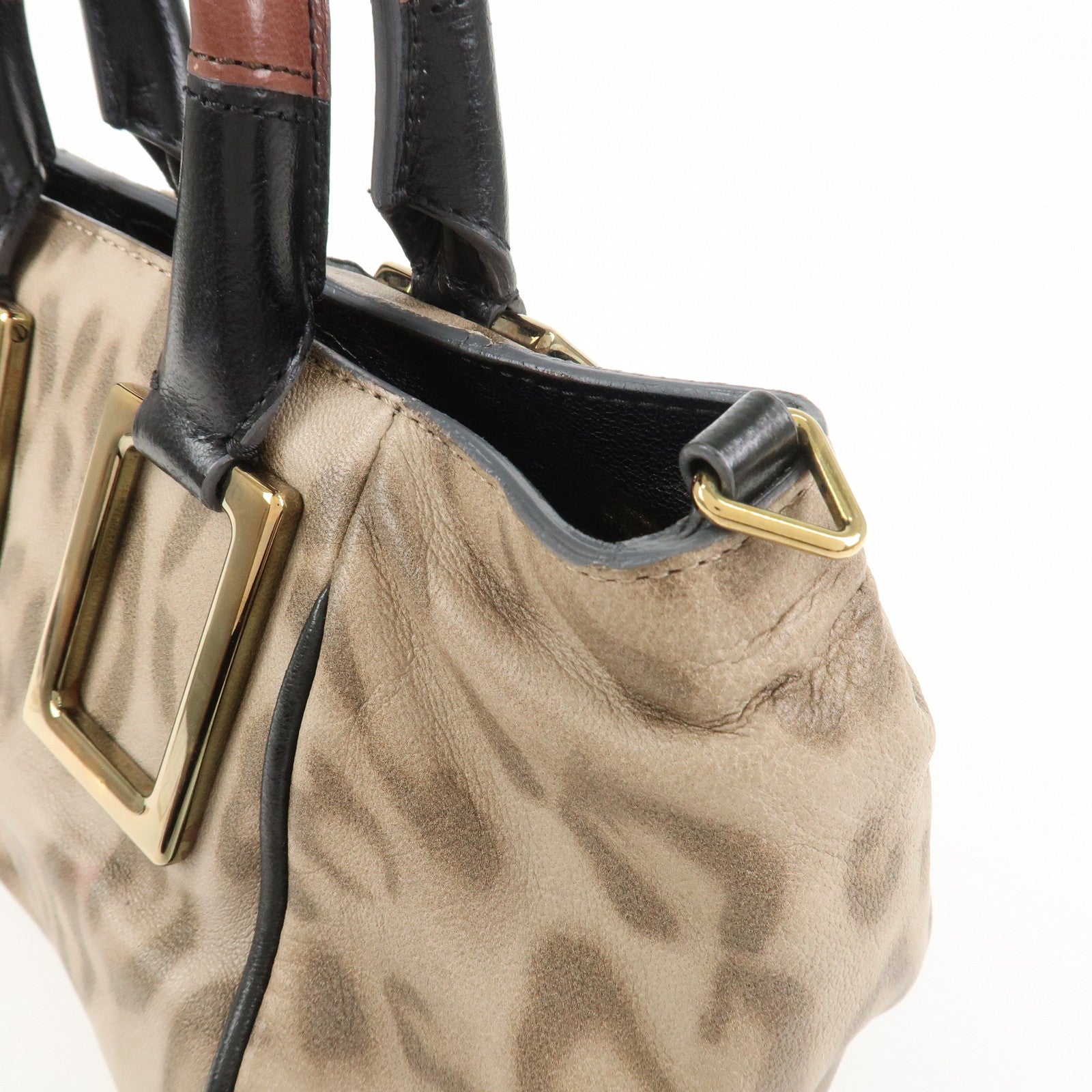 Chloe Logo Leather ETHEL 2Way Bag Hand Bag Shoulder Bag Leopard
