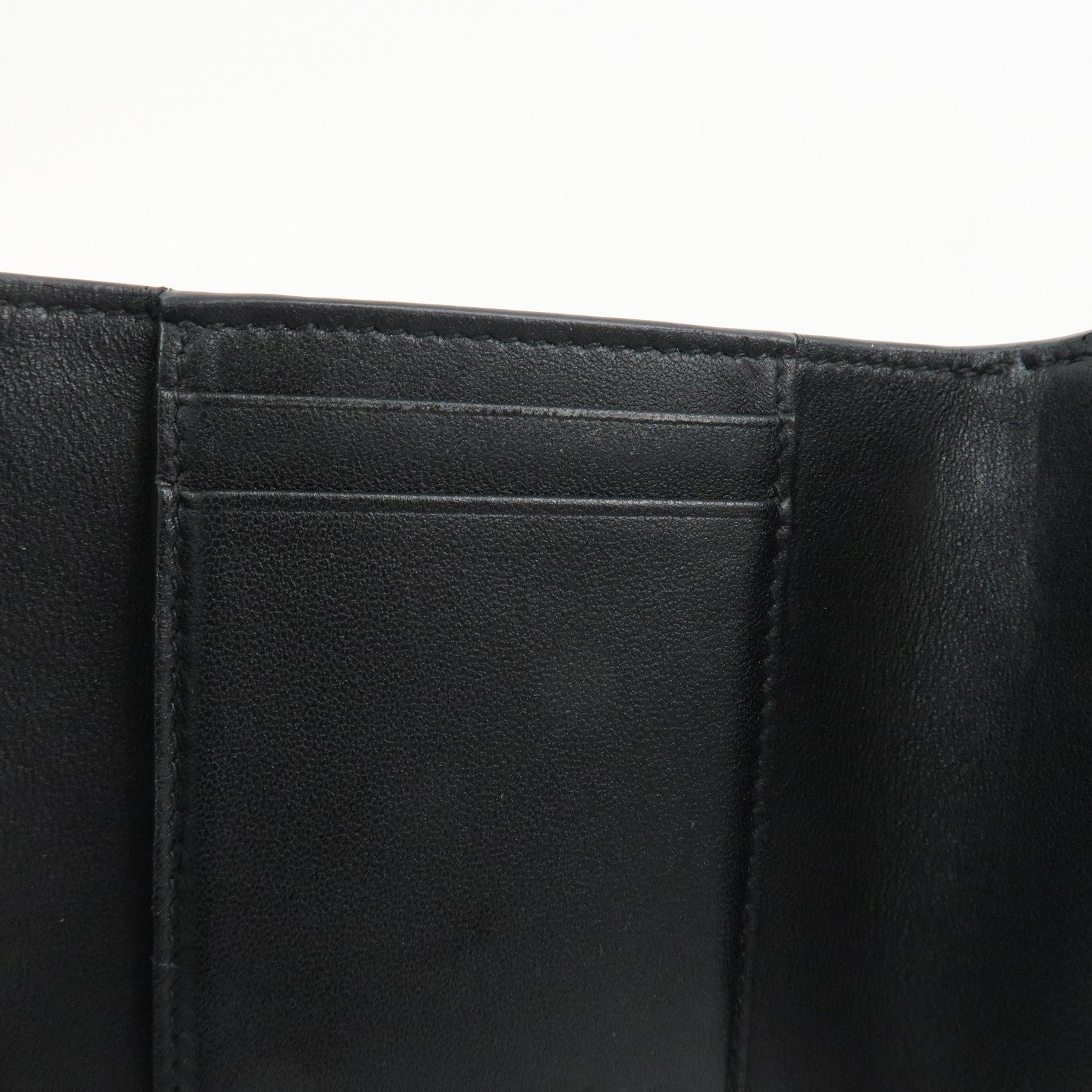 Christian Dior Saddle Leather Compact Wallet Black Gold Hardware Used