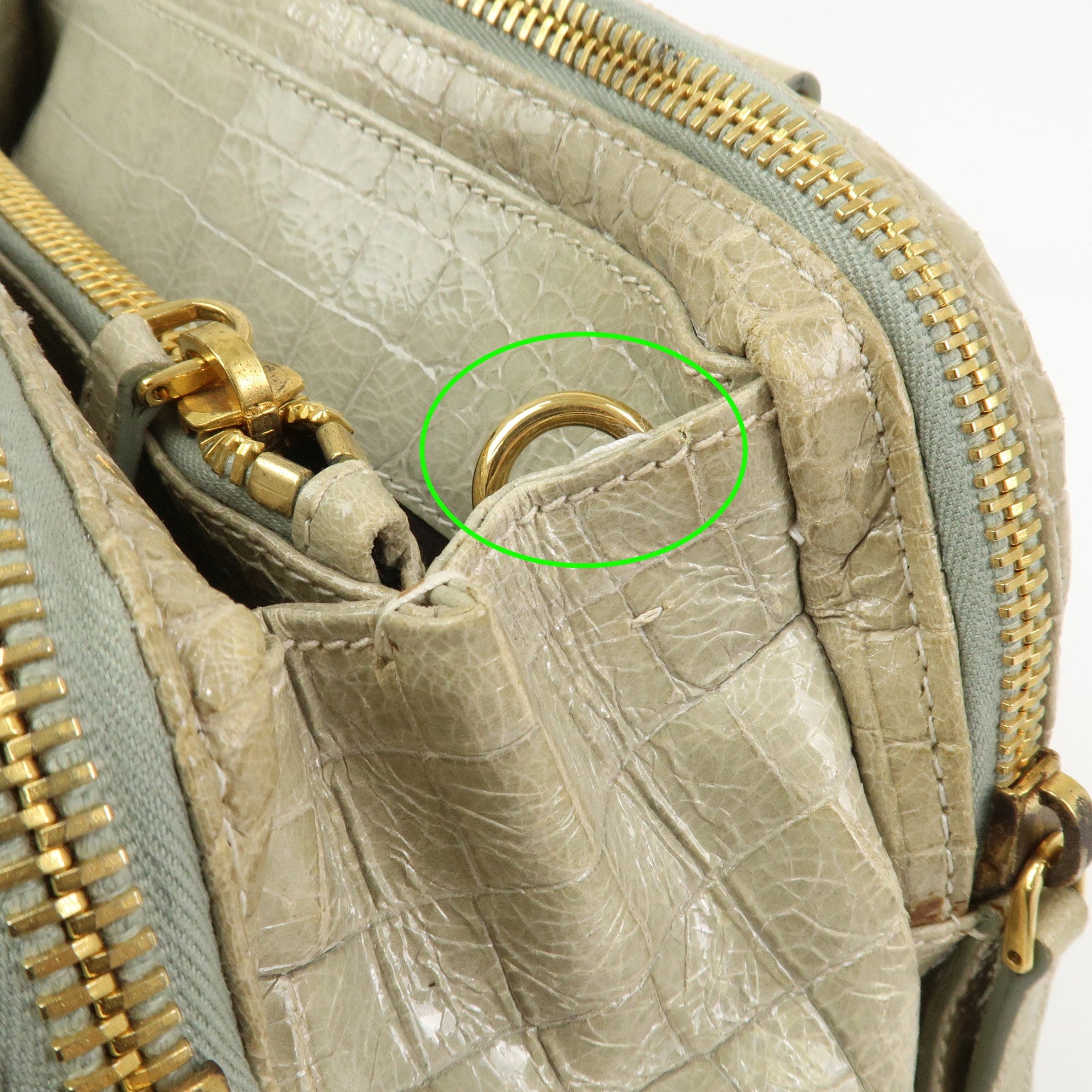 MIU MIU Logo Embossed Leather 2Way Bag Hand Bag Shoulder Bag Beige