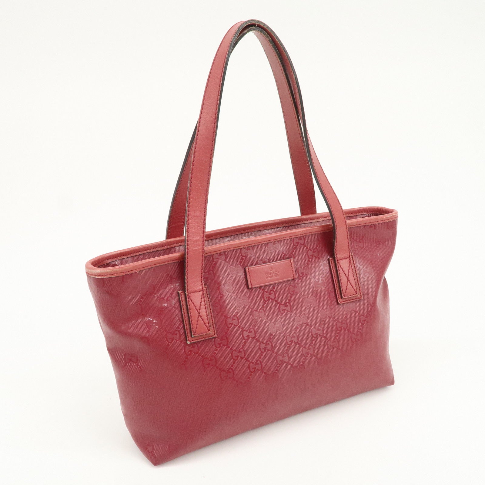 GUCCI Logo GG Imprime Leather Tote Bag Shoulder Bag Pink 211138
