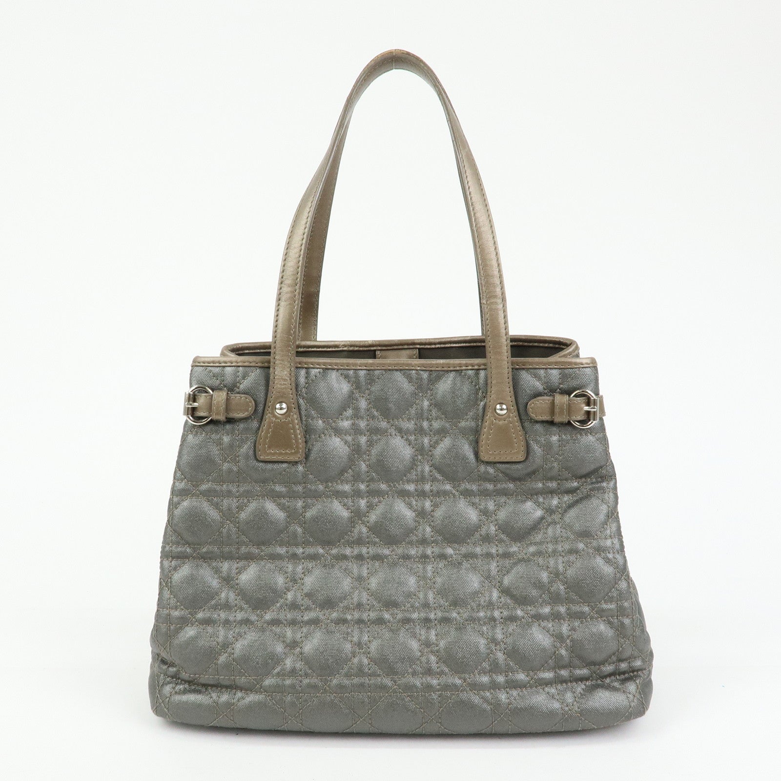 Christian Dior Panarea Cannage PVC Coated Canvas Tote Bag Gray