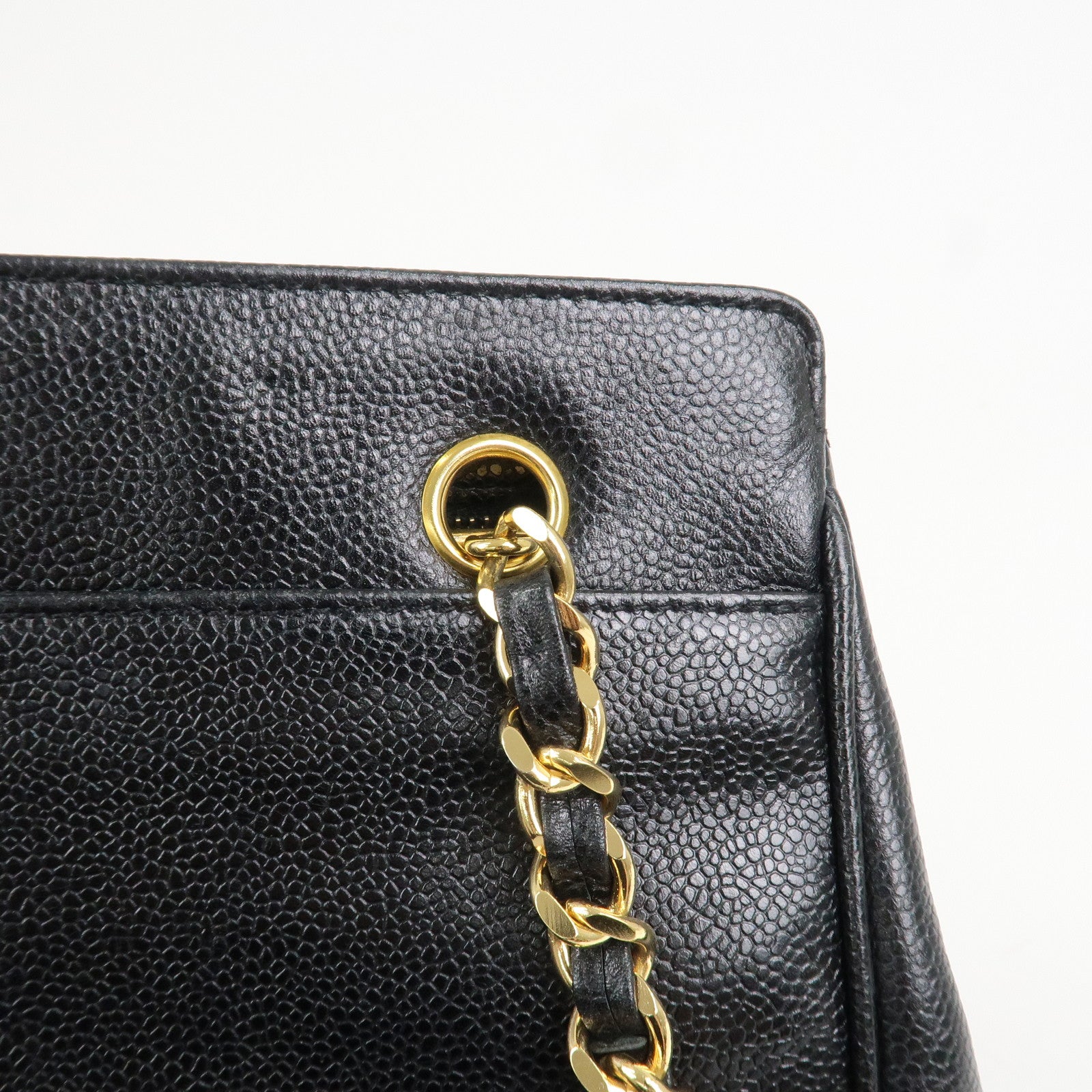 CHANEL Triple COCO Mark Caviarskin Chain Shoulder Bag Black