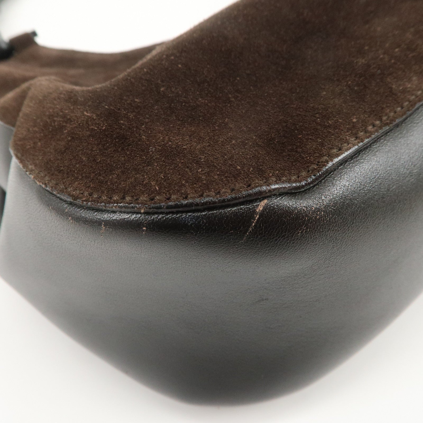 GUCCI Bamboo Suede Leather Shoulder Bag Hand Bag Brown 001 3739