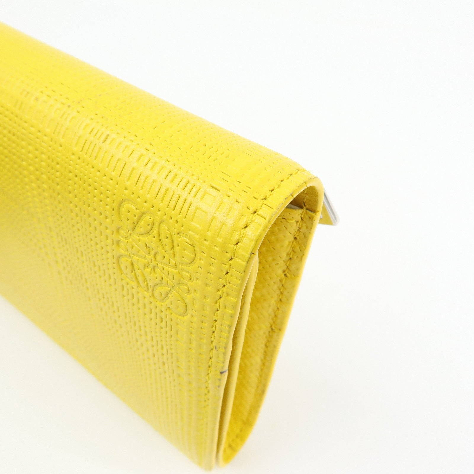 LOEWE Anagram Calf Bi-fold Leather Long Wallet Yellow