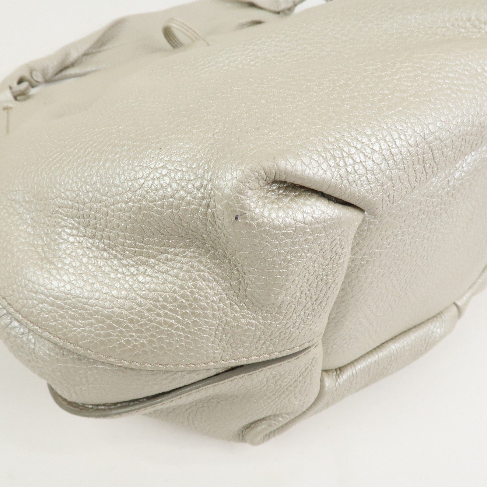 CELINE Logo Leather Bittersweet Shoulder Bag Tote Bag Silver