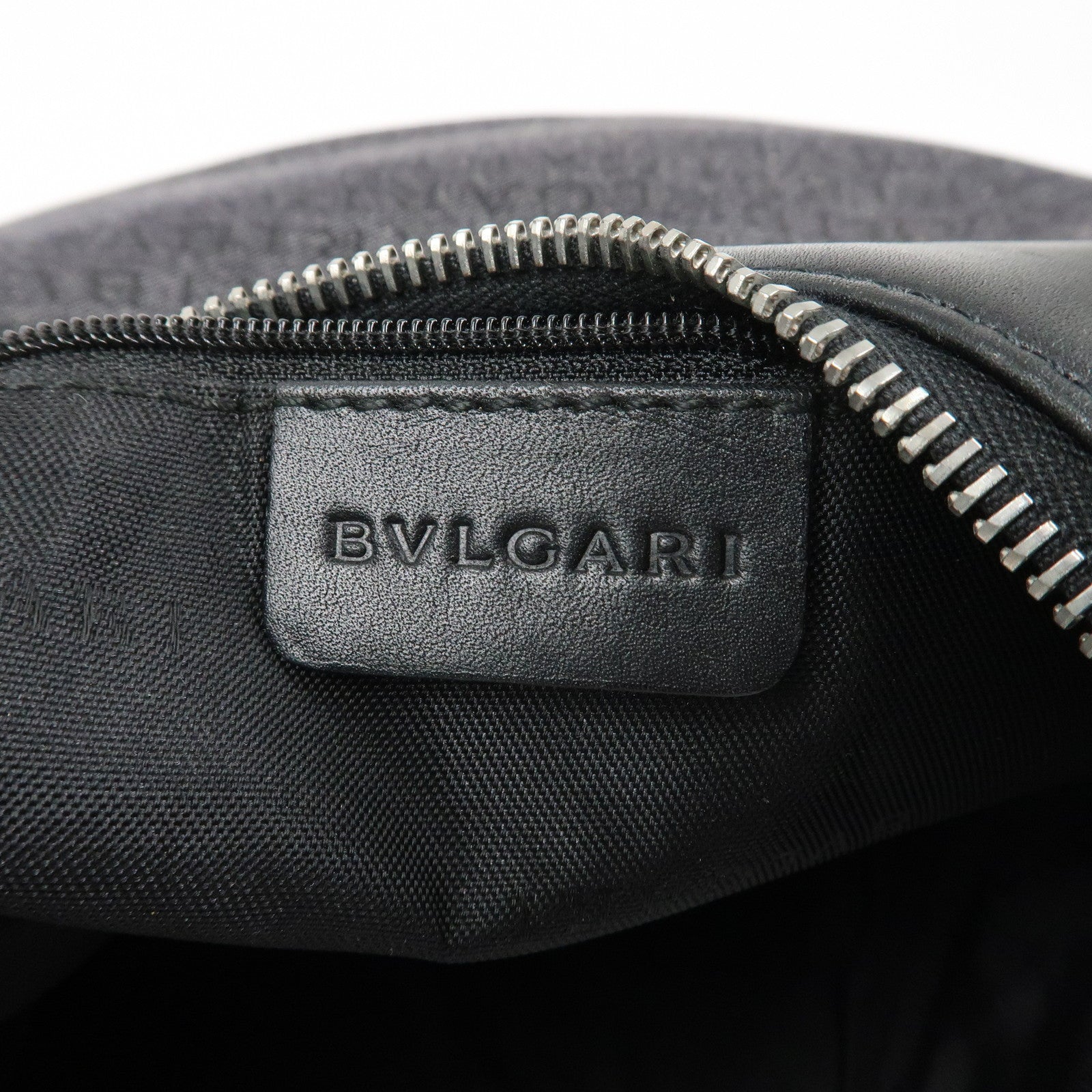 BVLGARI Logo Mania Canvas Leather Ascot Shoulder Bag Black