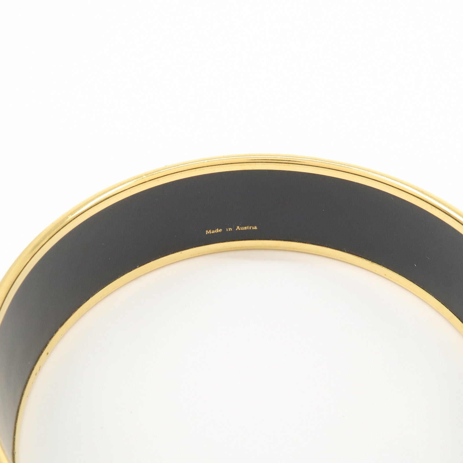 HERMES Email GM Gold Plated Bangle Bracelet Red Green