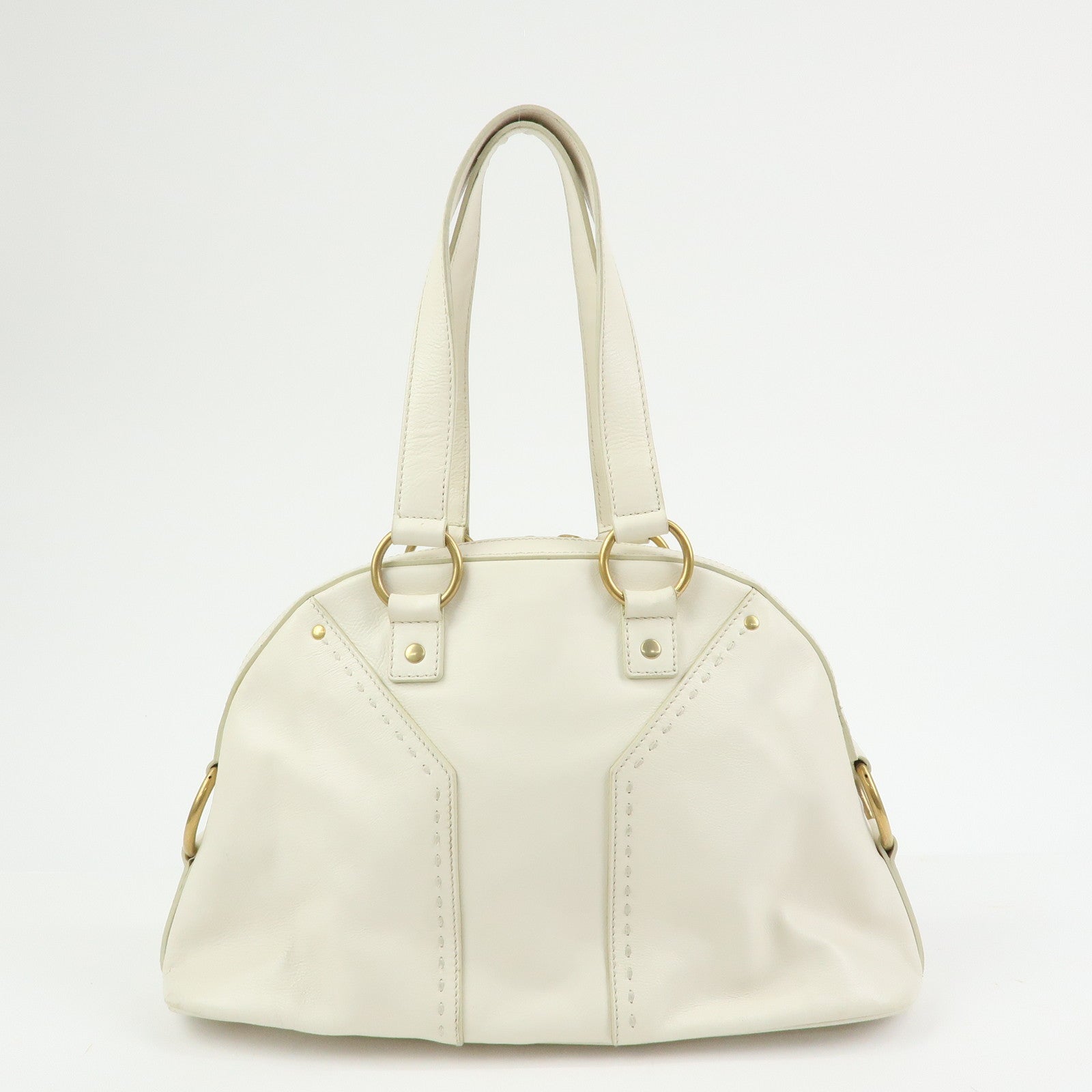 SAINT LAURENT PARIS Muse Y Line Leather Hand Bag Ivory 156465
