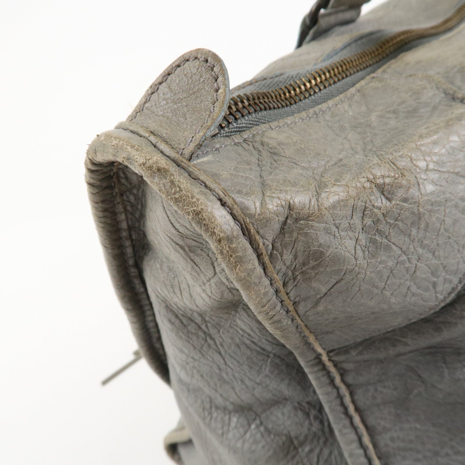 BALENCIAGA The Work Leather Tote Bag Hand Bag Gray Used