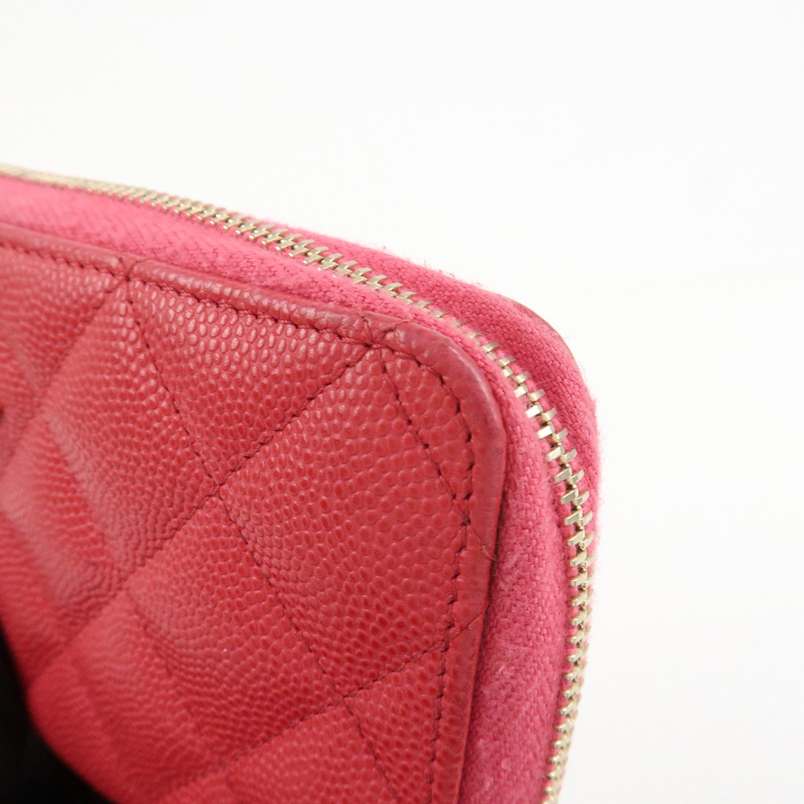 CHANEL COCO Mark Caviarskin Round Zippy Long Wallet Pink